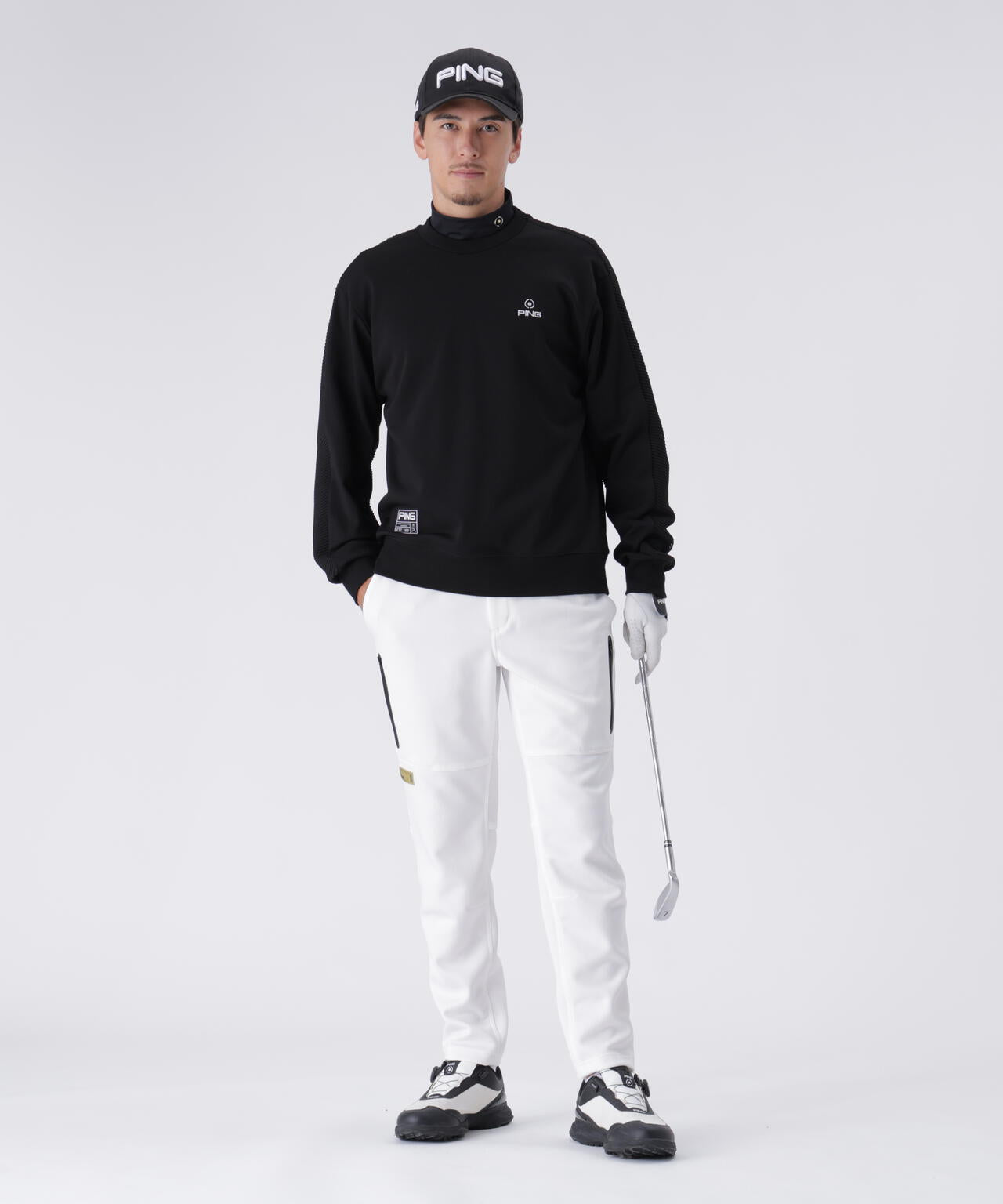 【PING APPAREL】リップルロゴクルーネックニットプルオーバー <GOLD> (MENS)