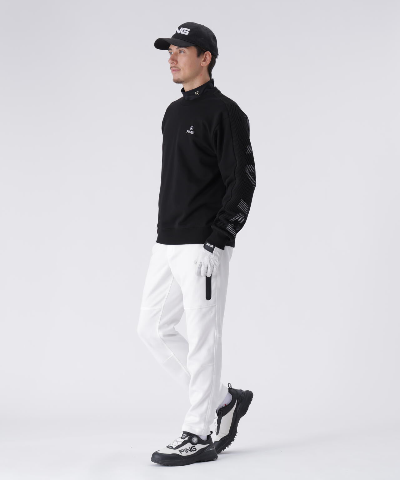 【PING APPAREL】リップルロゴクルーネックニットプルオーバー <GOLD> (MENS)