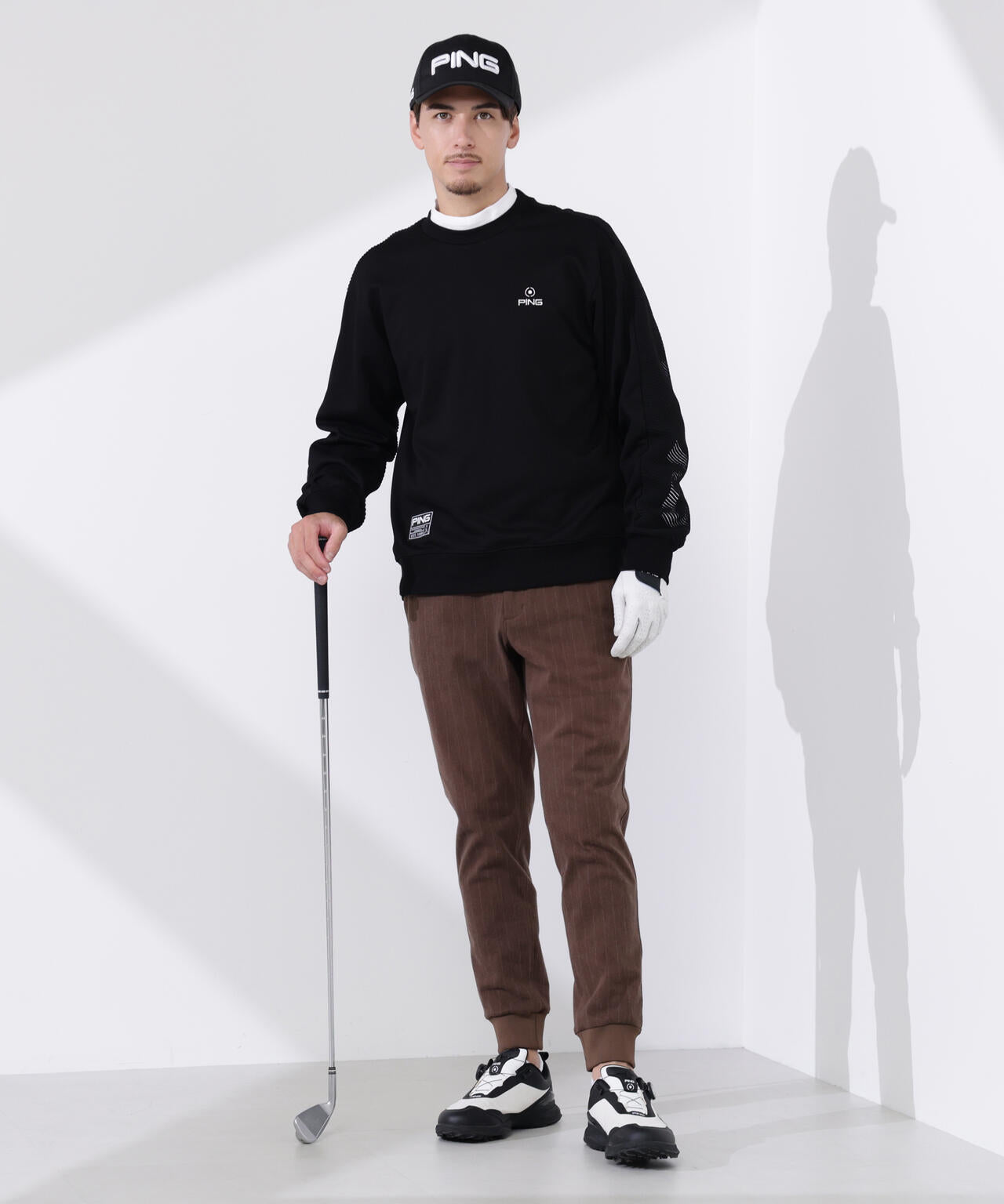 【PING APPAREL】リップルロゴクルーネックニットプルオーバー <GOLD> (MENS)