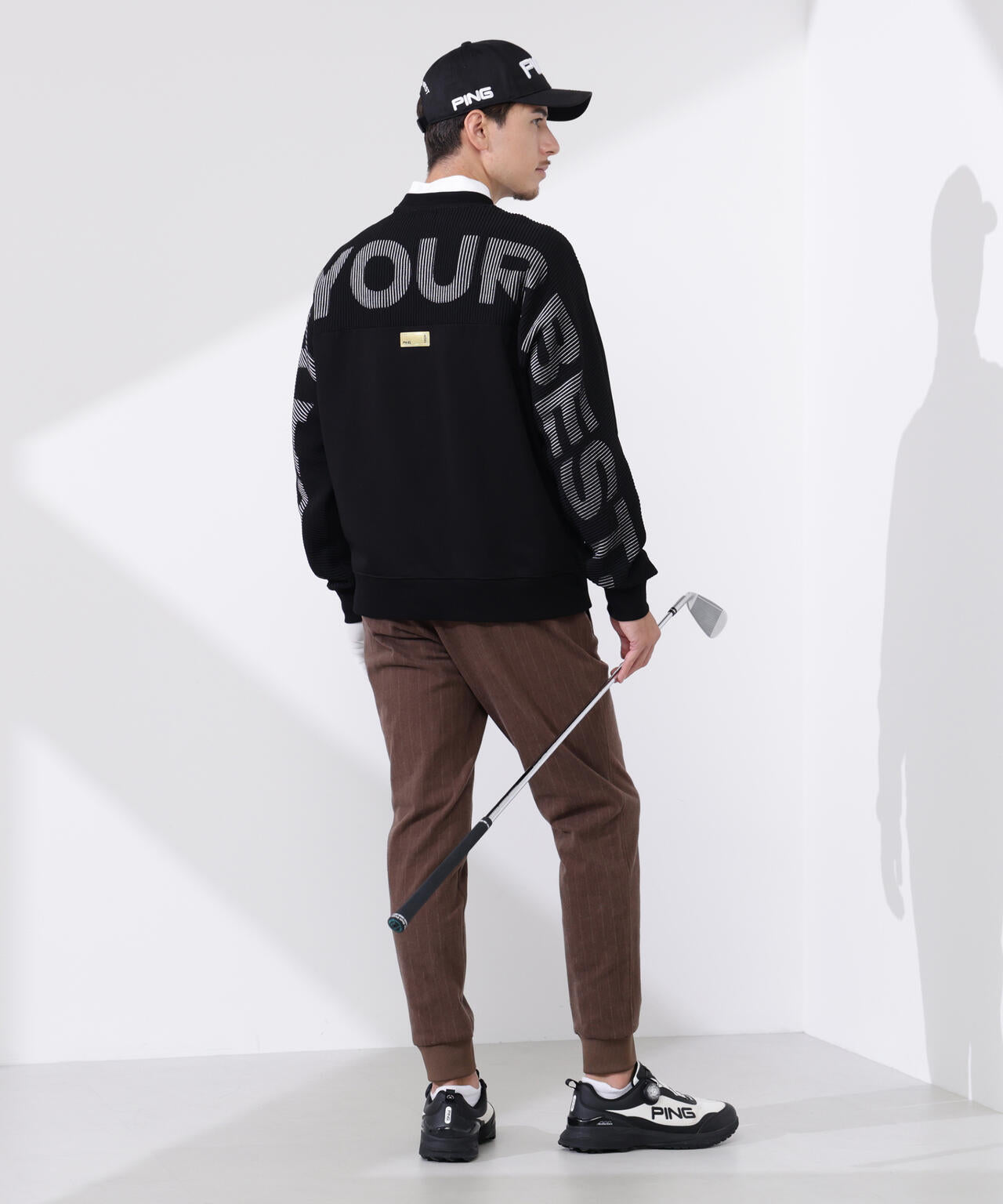 【PING APPAREL】リップルロゴクルーネックニットプルオーバー <GOLD> (MENS)