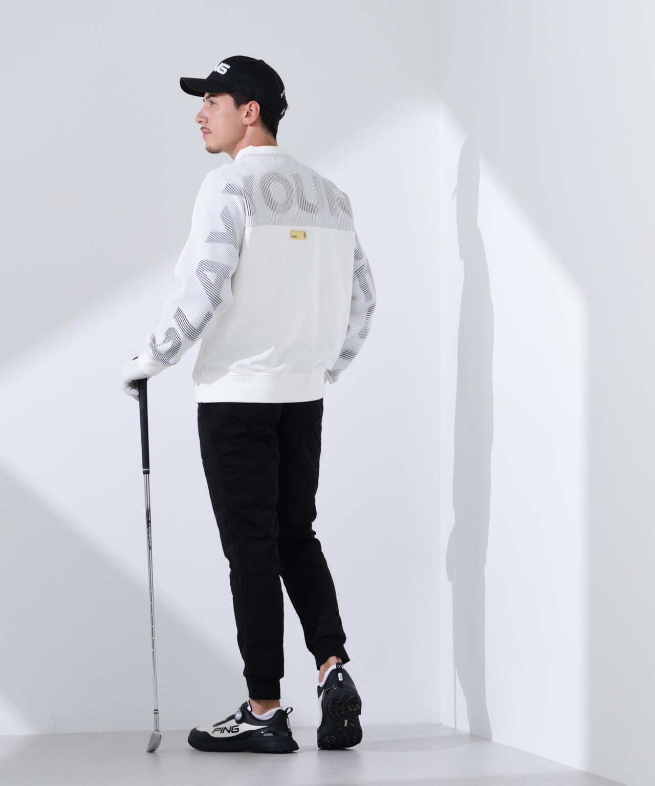 【PING APPAREL】リップルロゴクルーネックニットプルオーバー <GOLD> (MENS)