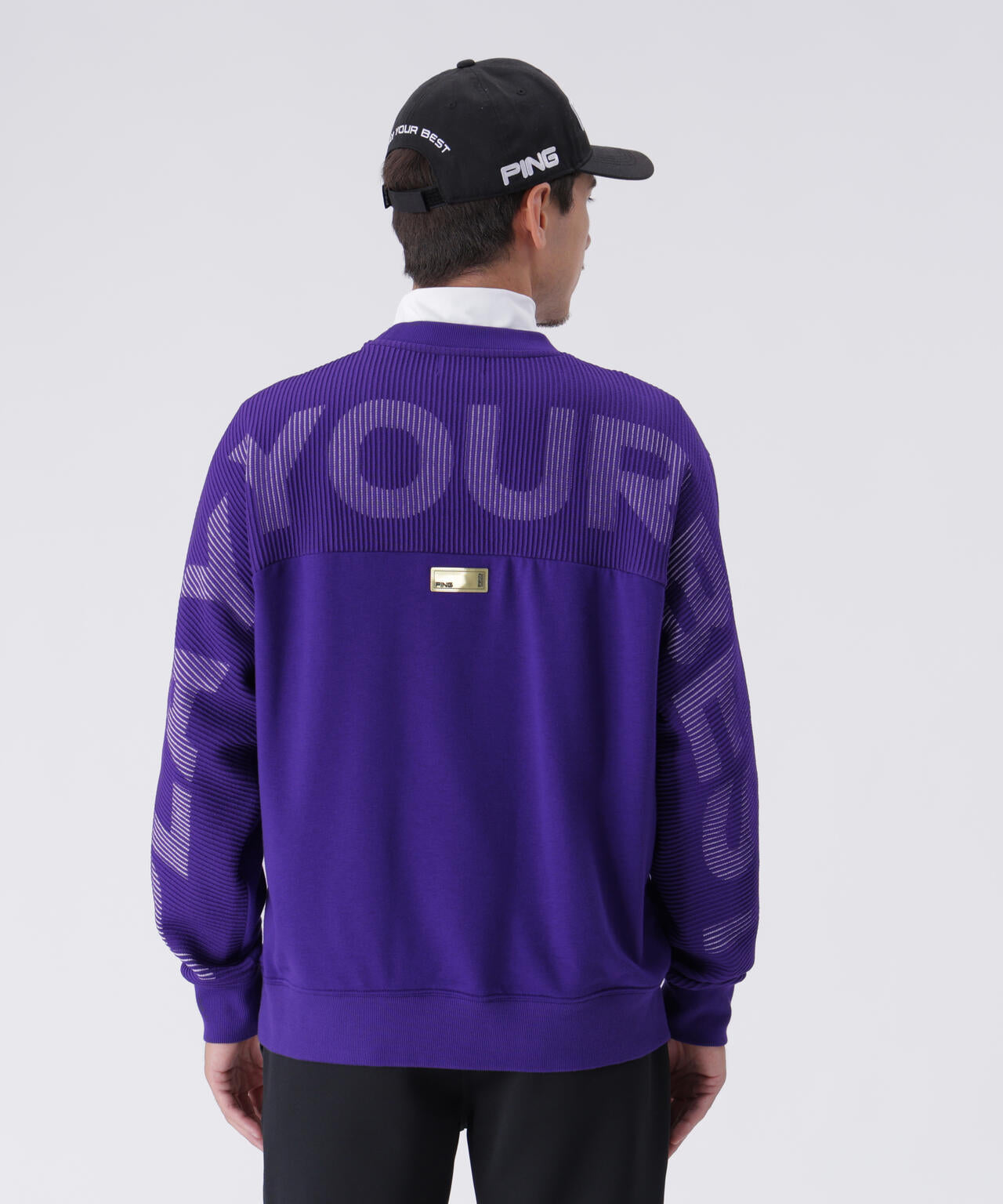 【PING APPAREL】リップルロゴクルーネックニットプルオーバー <GOLD> (MENS)