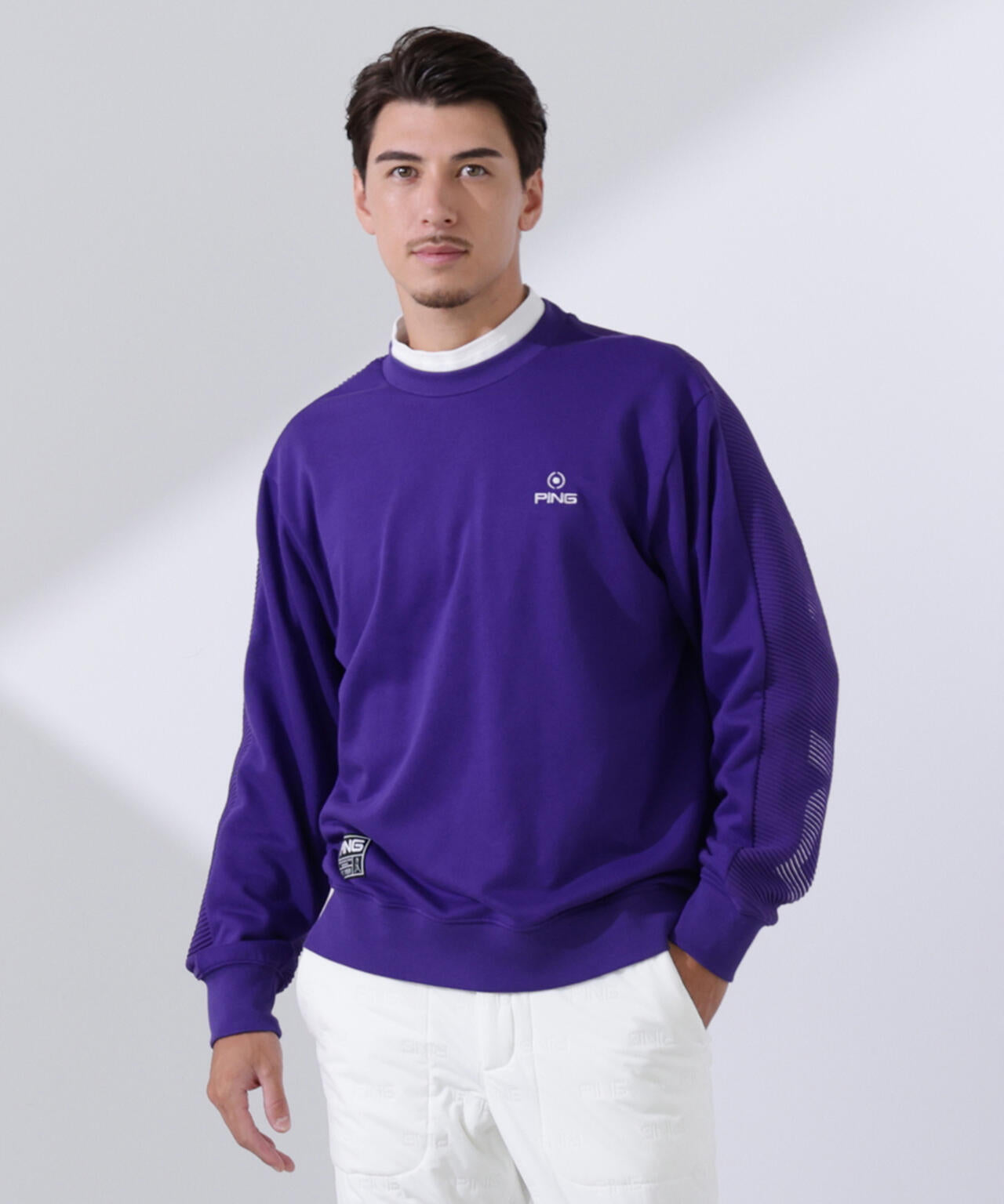 【PING APPAREL】リップルロゴクルーネックニットプルオーバー <GOLD> (MENS)