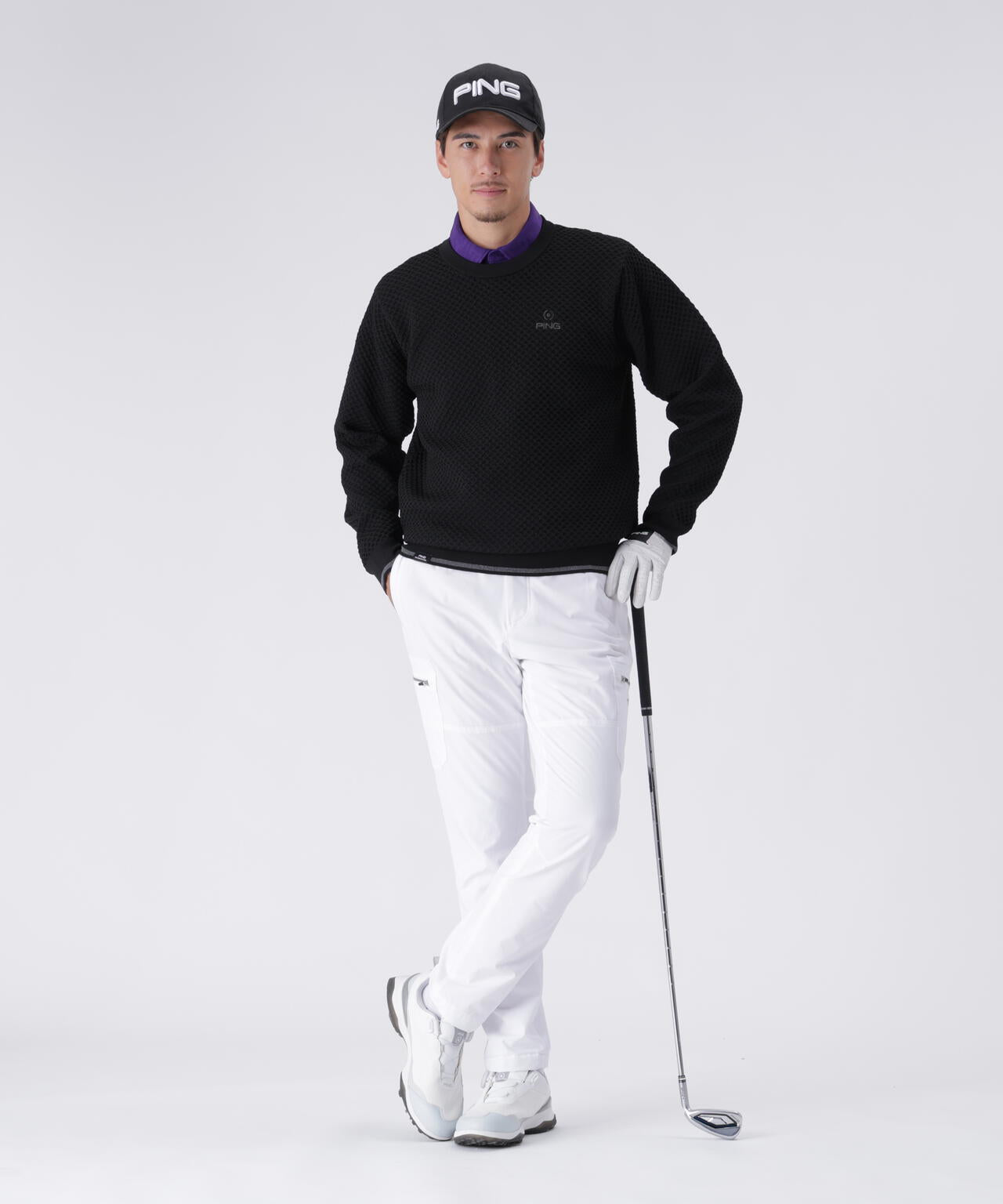 【PING APPAREL】ハチノス編みクルーネックニットプルオーバー <PERFORMANCE> (MENS)