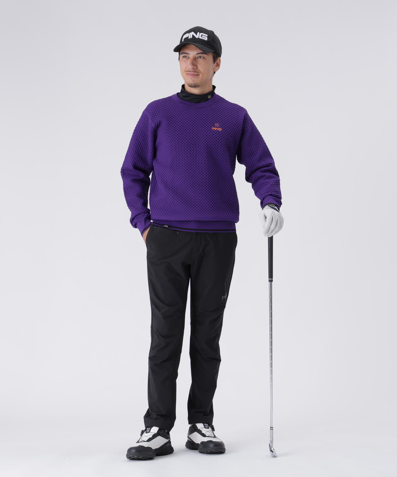 【PING APPAREL】ハチノス編みクルーネックニットプルオーバー <PERFORMANCE> (MENS)