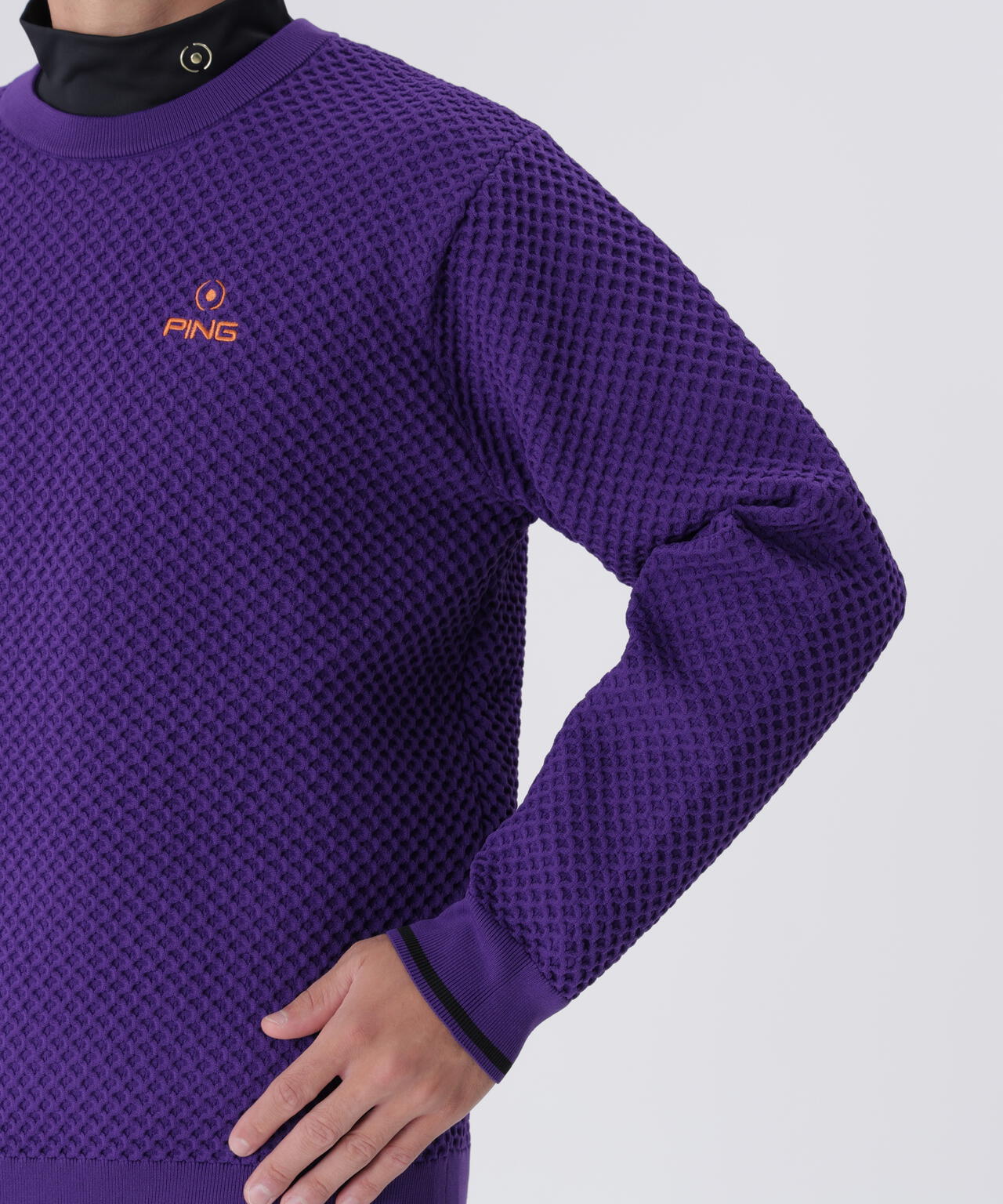 【PING APPAREL】ハチノス編みクルーネックニットプルオーバー <PERFORMANCE> (MENS)