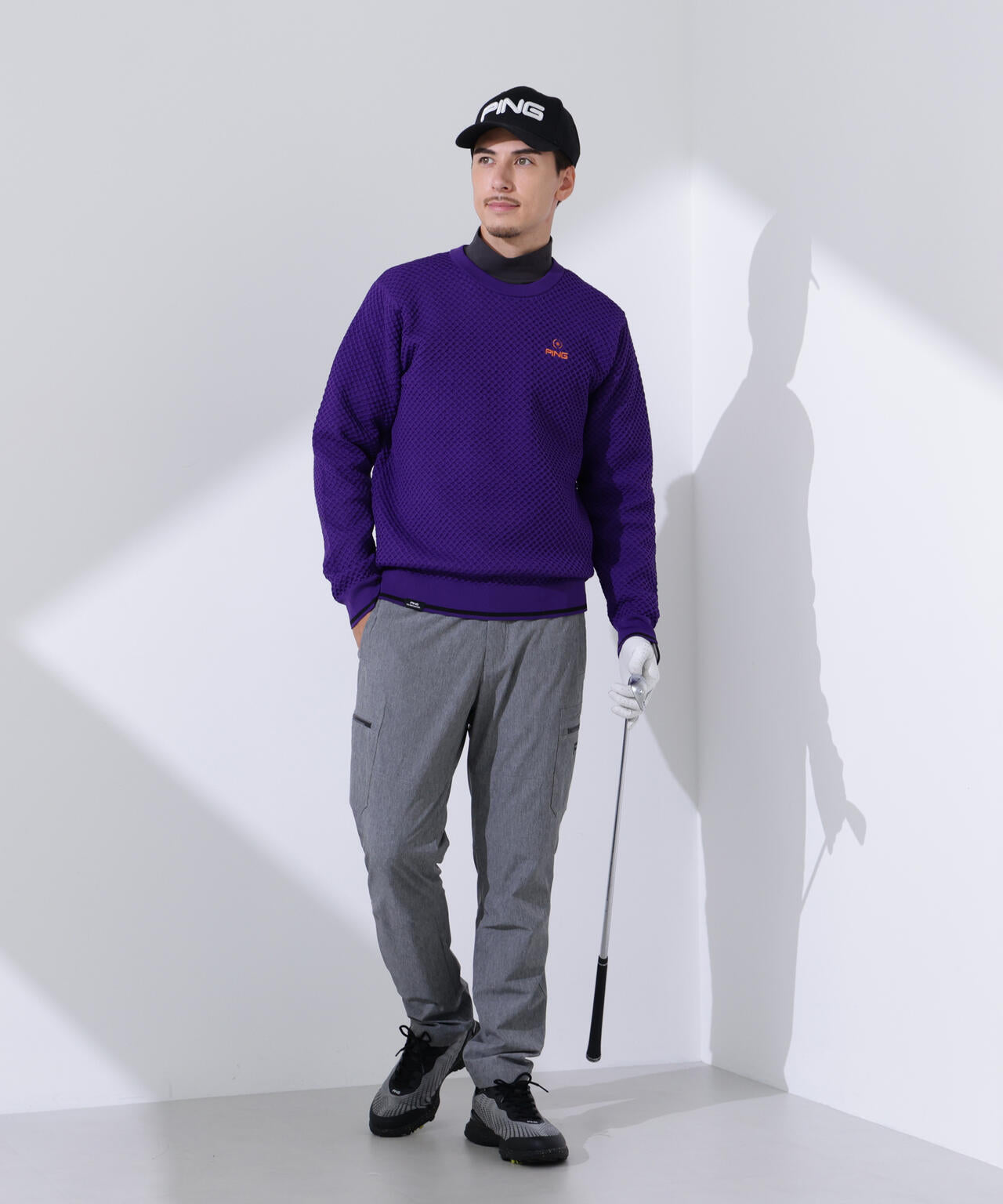 【PING APPAREL】ハチノス編みクルーネックニットプルオーバー <PERFORMANCE> (MENS)
