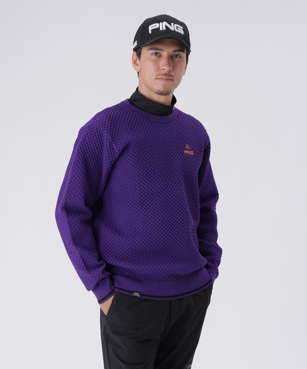 【PING APPAREL】ハチノス編みクルーネックニットプルオーバー <PERFORMANCE> (MENS)