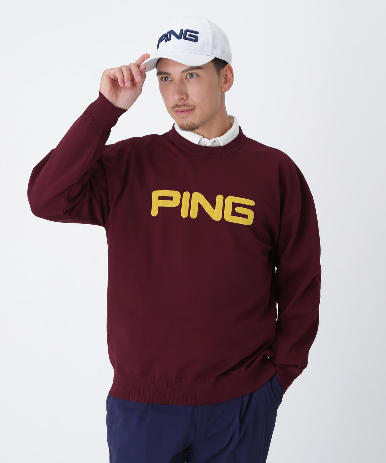 【PING APPAREL】10カラークルーネックニットプルオーバー <NATIVE> (MENS)