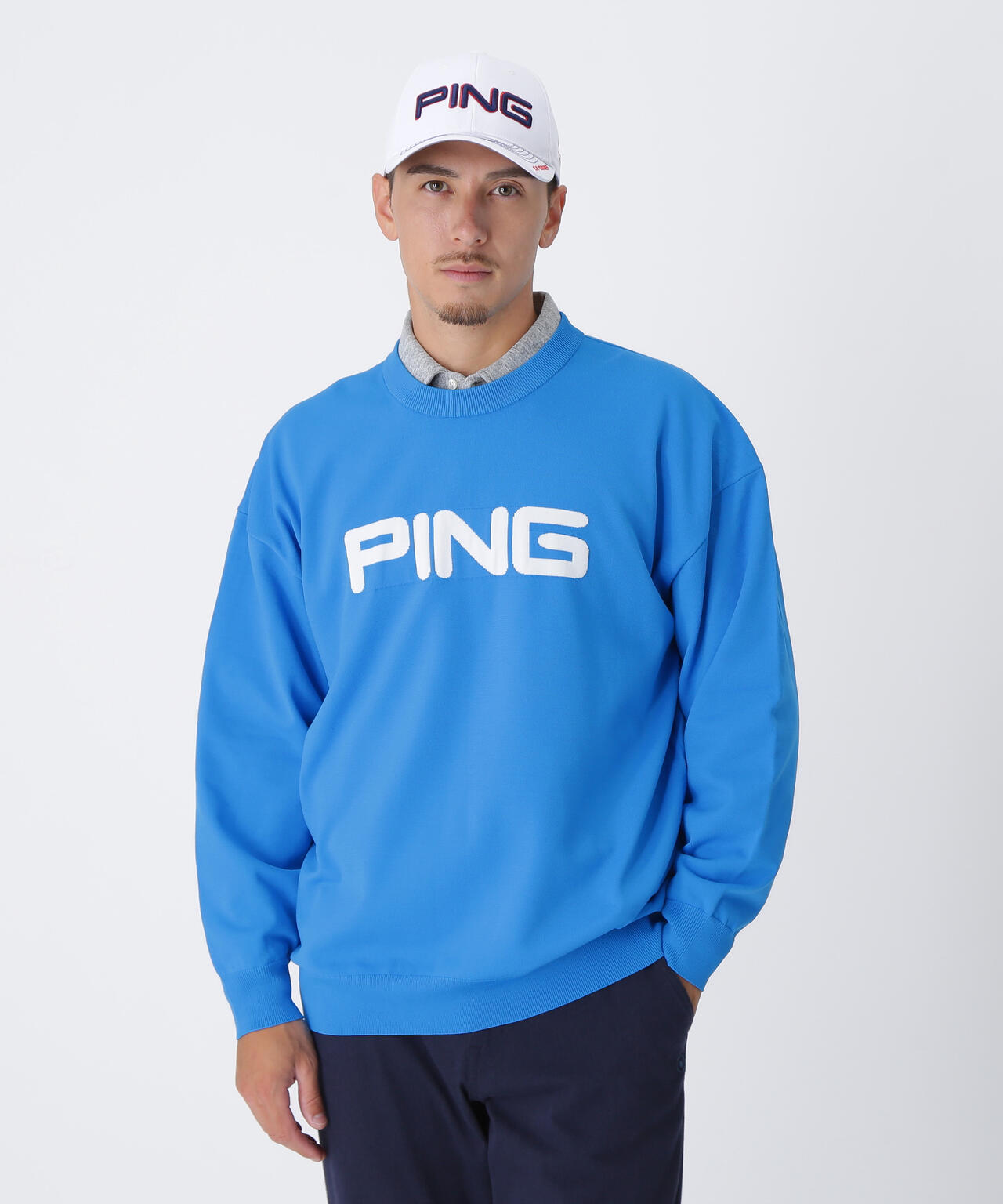 【PING APPAREL】10カラークルーネックニットプルオーバー <NATIVE> (MENS)