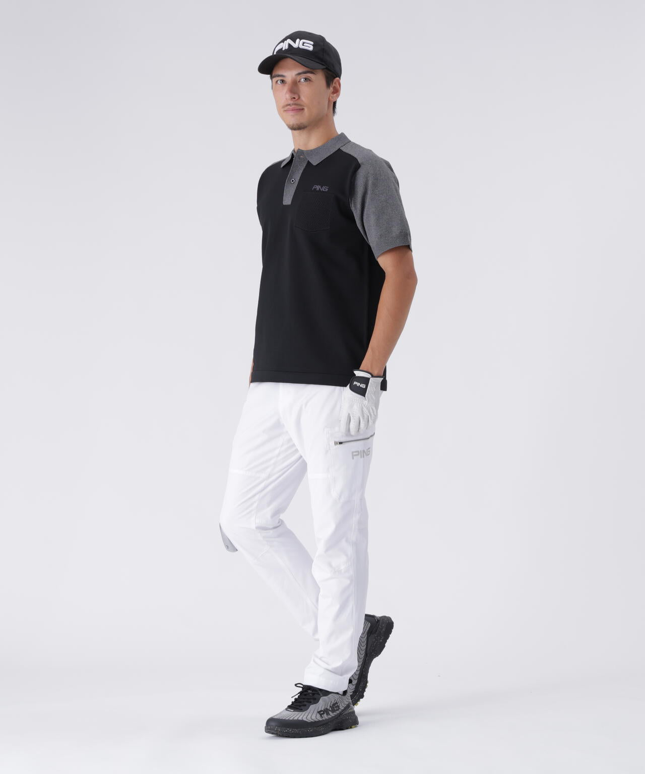 【PING APPAREL】バイカラーニットポロシャツ <GOLD> (MENS)