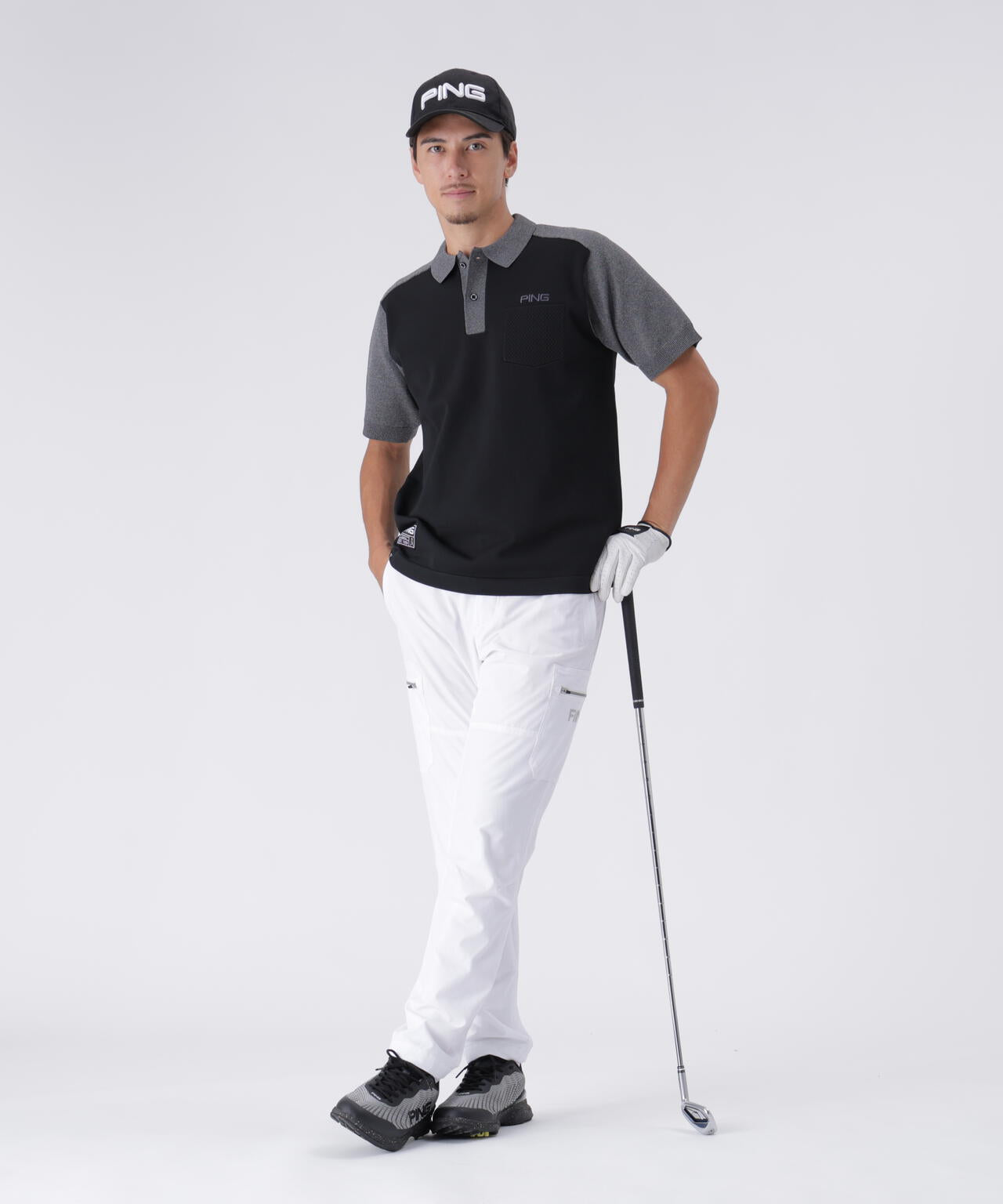 【PING APPAREL】バイカラーニットポロシャツ <GOLD> (MENS)