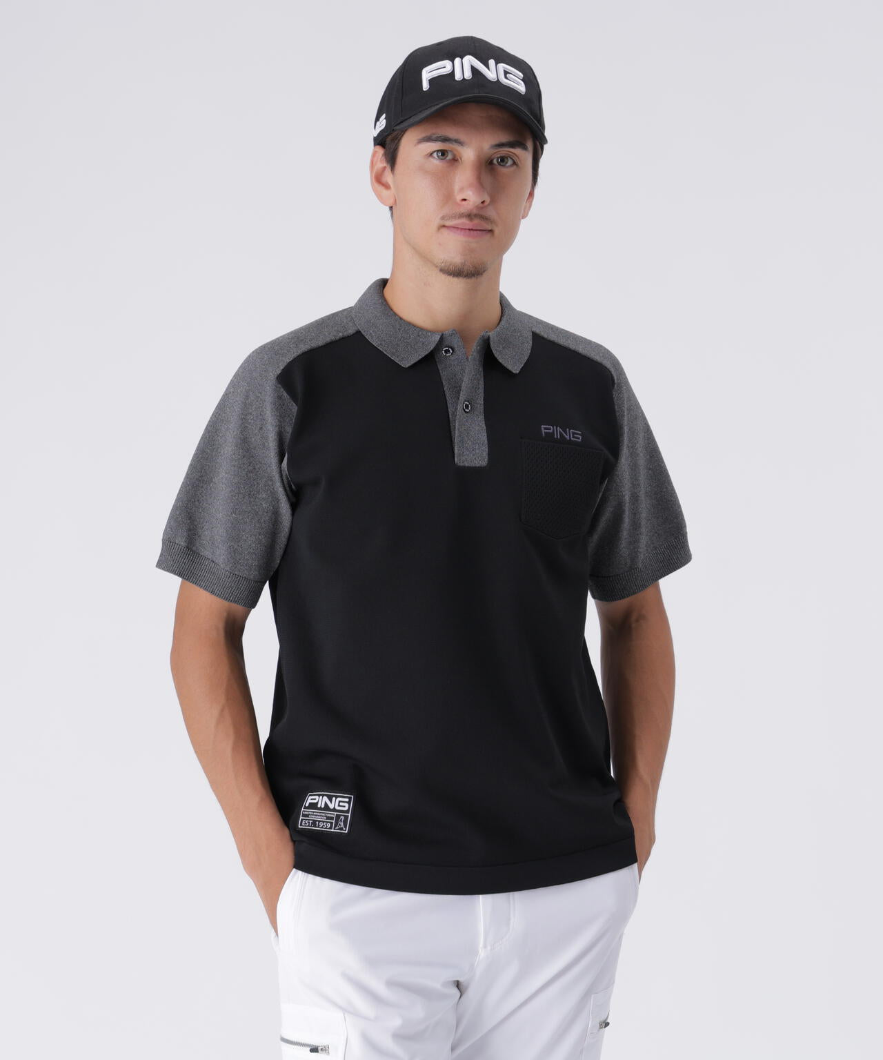 【PING APPAREL】バイカラーニットポロシャツ <GOLD> (MENS)