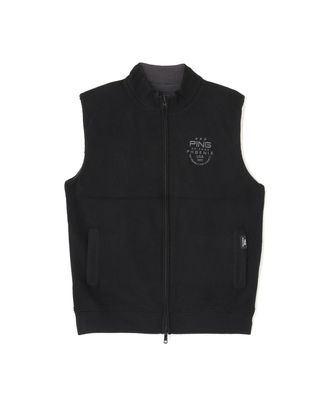 【PING APPAREL】プレーンニット/布帛 リバーシブルフルジップニットベスト <PERFORMANCE> (MENS)
