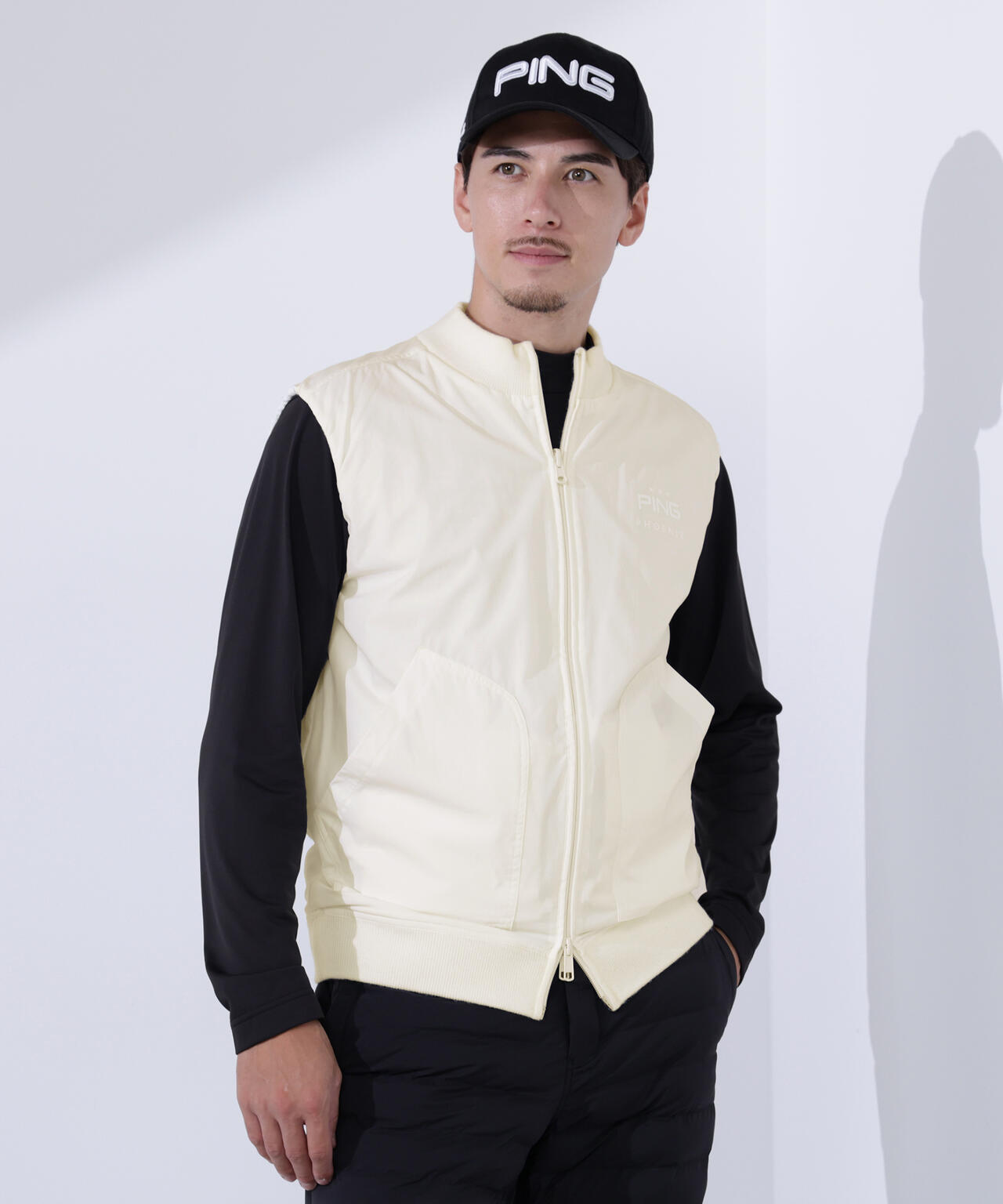 【PING APPAREL】プレーンニット/布帛 リバーシブルフルジップニットベスト <PERFORMANCE> (MENS)