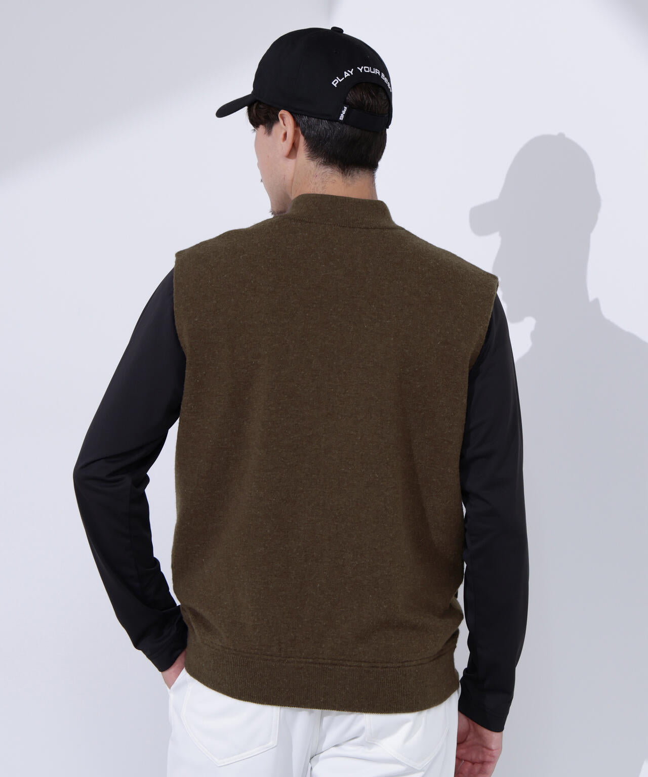 【PING APPAREL】プレーンニット/布帛 リバーシブルフルジップニットベスト <PERFORMANCE> (MENS)