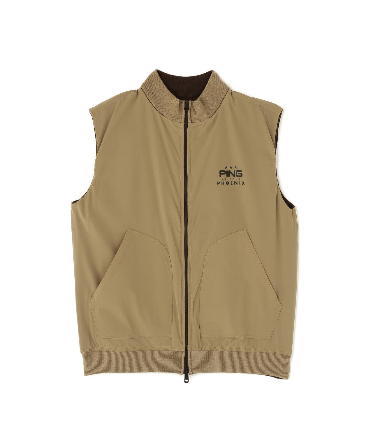【PING APPAREL】プレーンニット/布帛 リバーシブルフルジップニットベスト <PERFORMANCE> (MENS)