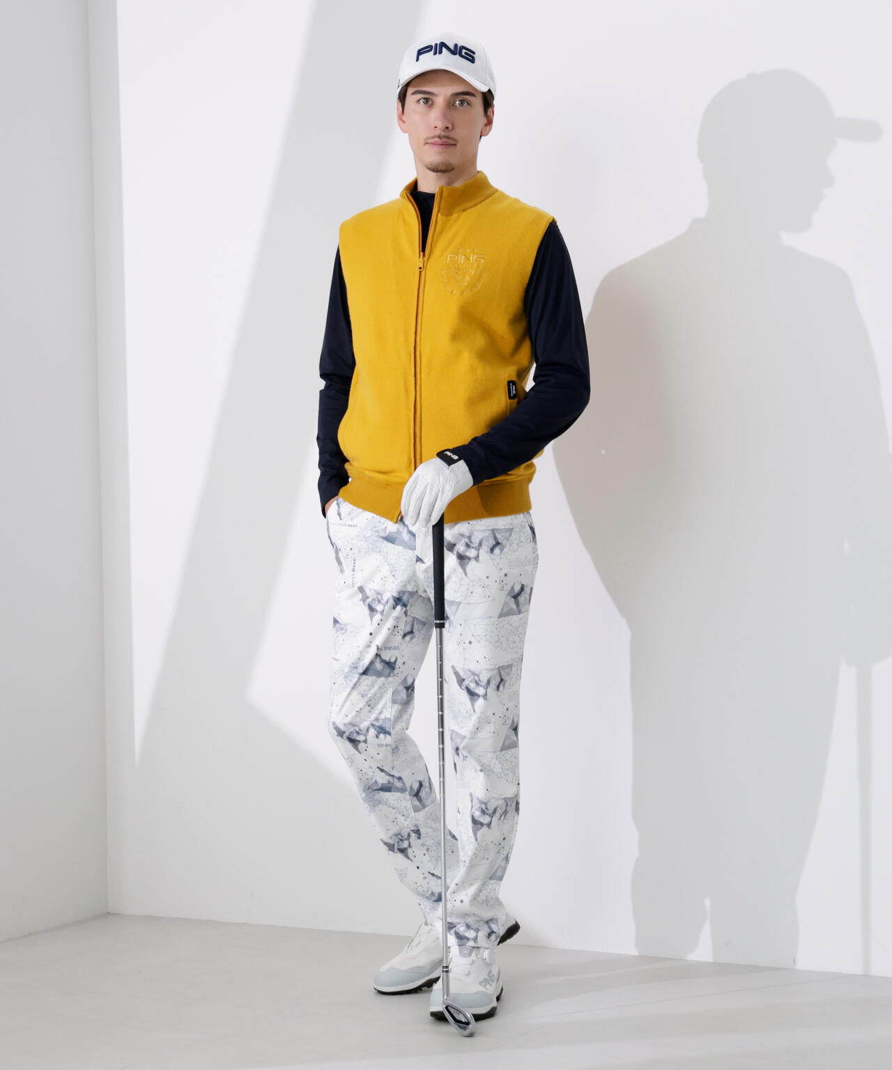 【PING APPAREL】プレーンニット/布帛 リバーシブルフルジップニットベスト <PERFORMANCE> (MENS)