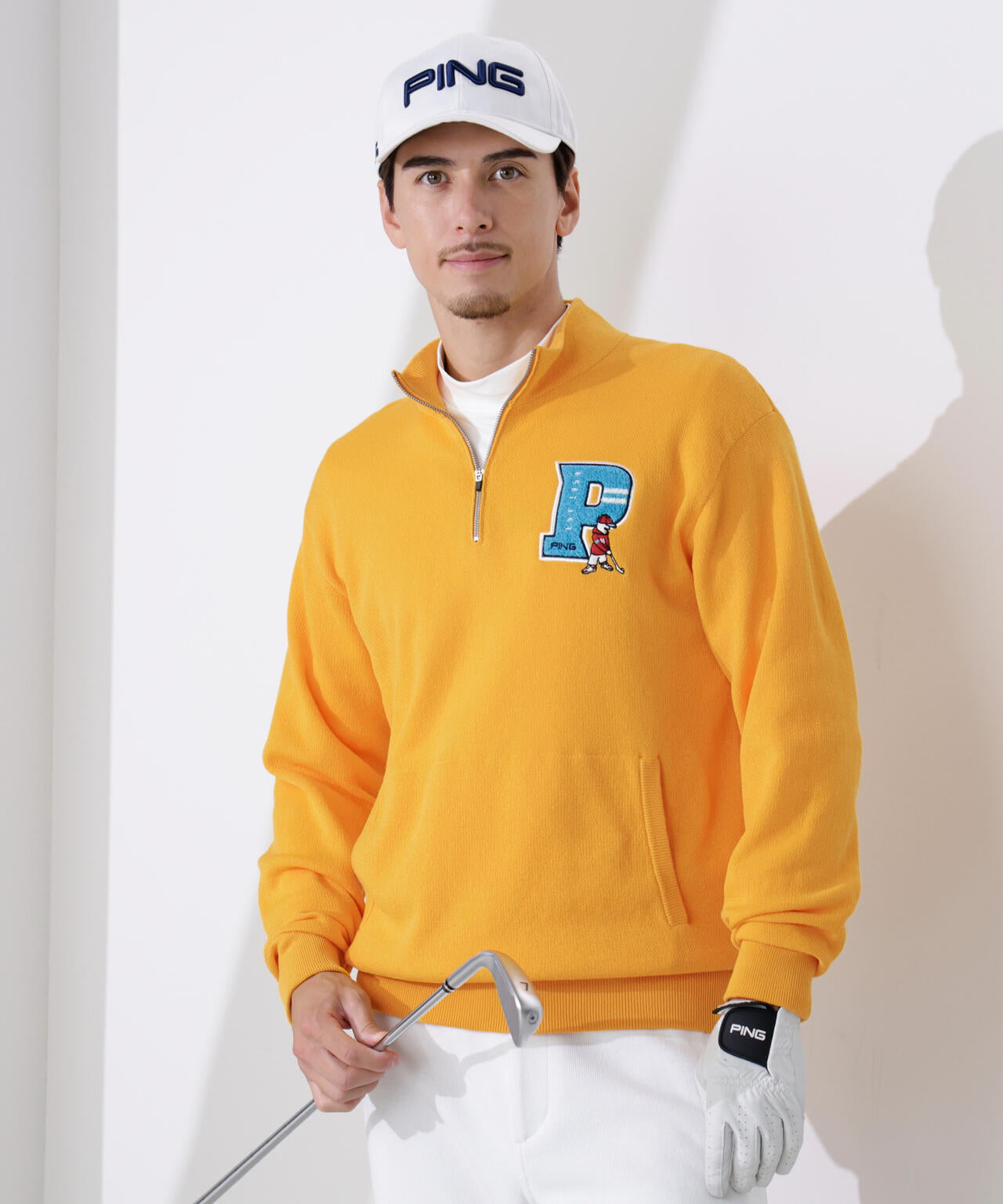 【PING APPAREL】コットンライクハーフジップハイネックニット <NATIVE> (MENS)