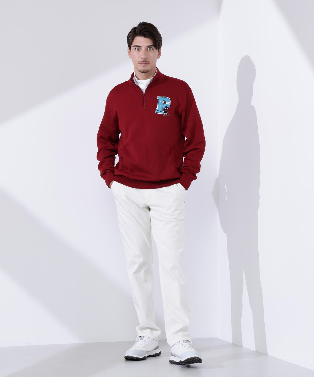 【PING APPAREL】コットンライクハーフジップハイネックニット <NATIVE> (MENS)