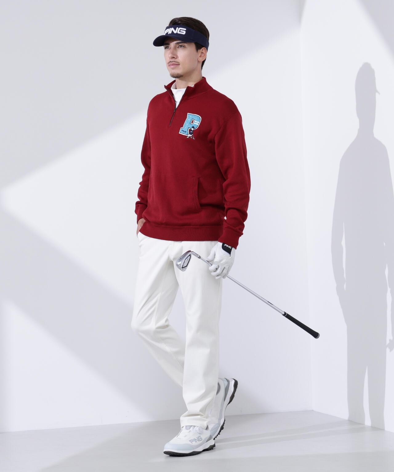 【PING APPAREL】コットンライクハーフジップハイネックニット <NATIVE> (MENS)