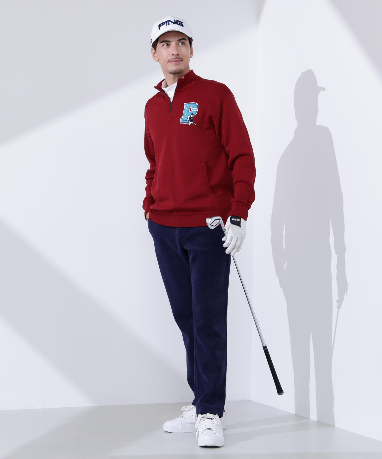 【PING APPAREL】コットンライクハーフジップハイネックニット <NATIVE> (MENS)