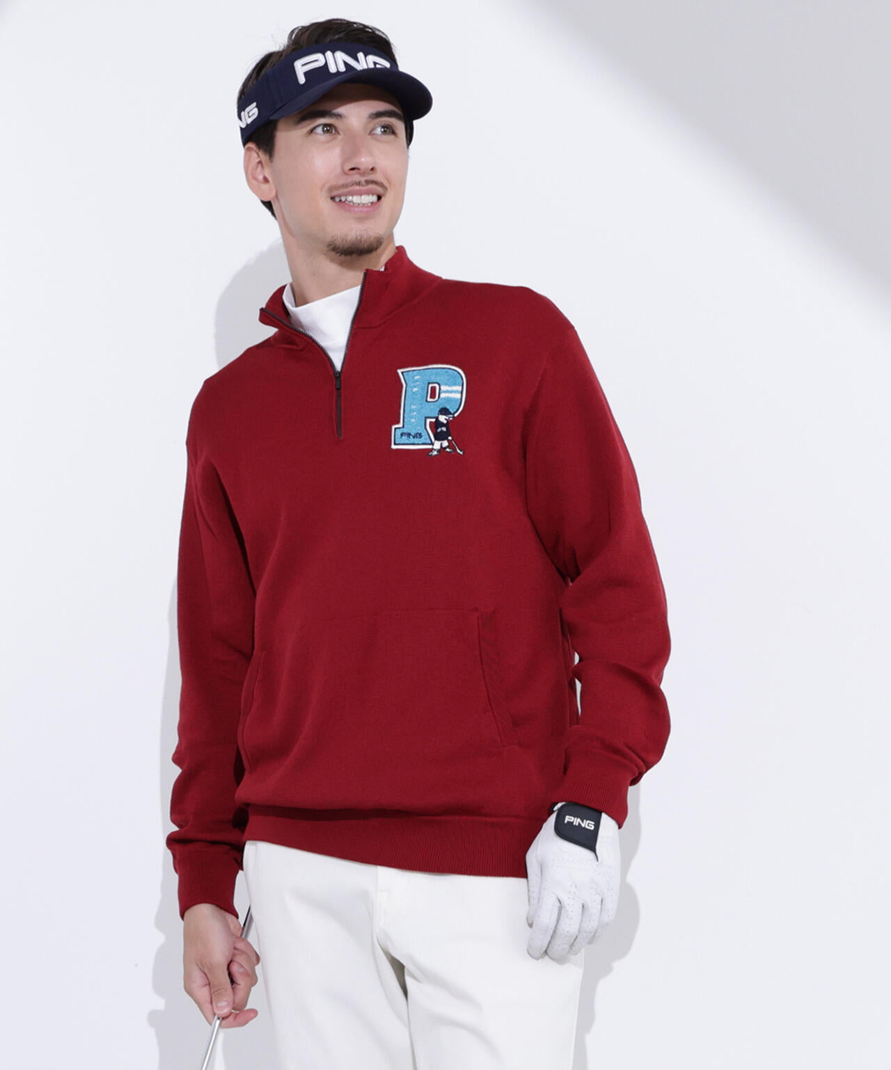 【PING APPAREL】コットンライクハーフジップハイネックニット <NATIVE> (MENS)