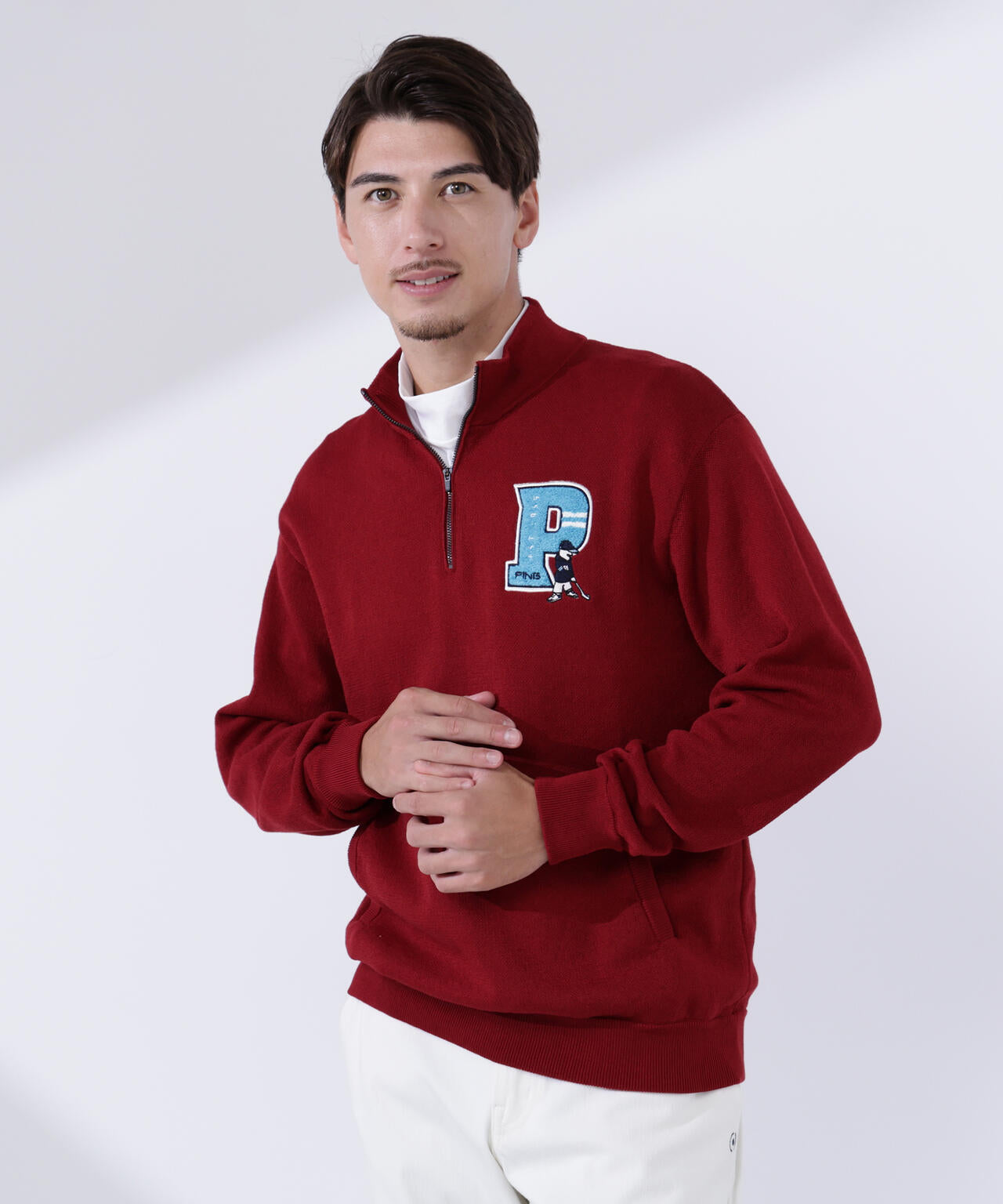 【PING APPAREL】コットンライクハーフジップハイネックニット <NATIVE> (MENS)