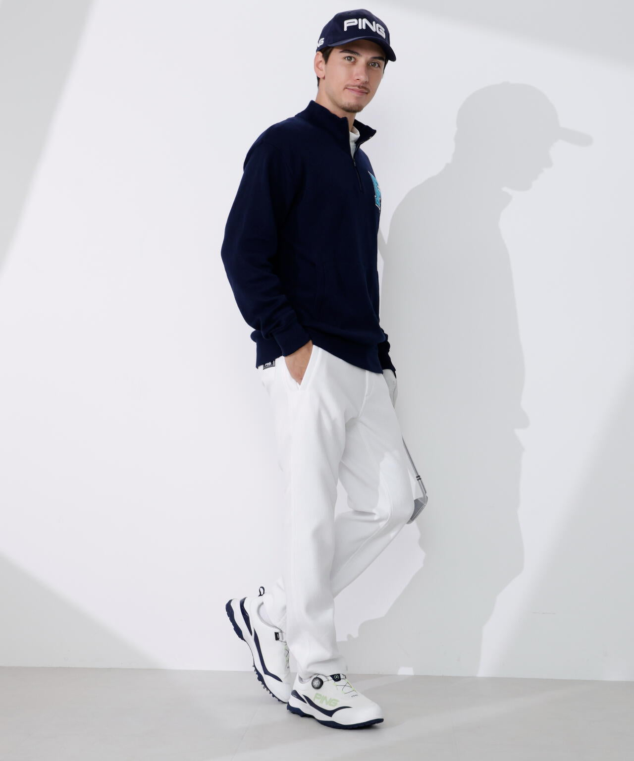 【PING APPAREL】コットンライクハーフジップハイネックニット <NATIVE> (MENS)