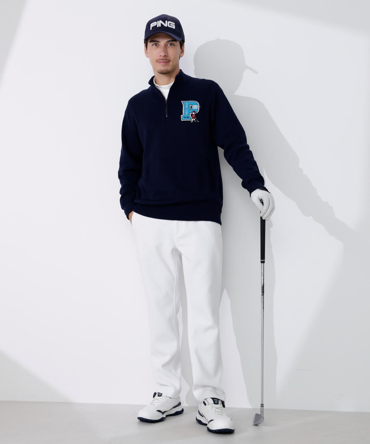 【PING APPAREL】コットンライクハーフジップハイネックニット <NATIVE> (MENS)