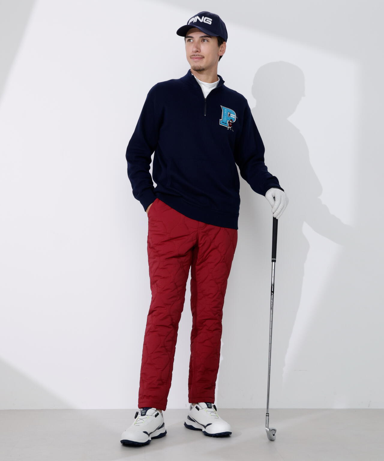 【PING APPAREL】コットンライクハーフジップハイネックニット <NATIVE> (MENS)