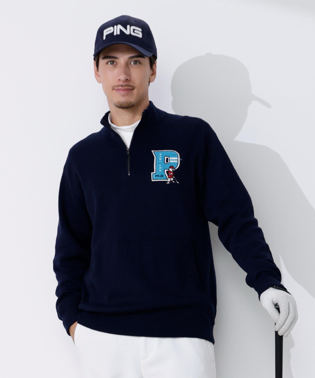 【PING APPAREL】コットンライクハーフジップハイネックニット <NATIVE> (MENS)