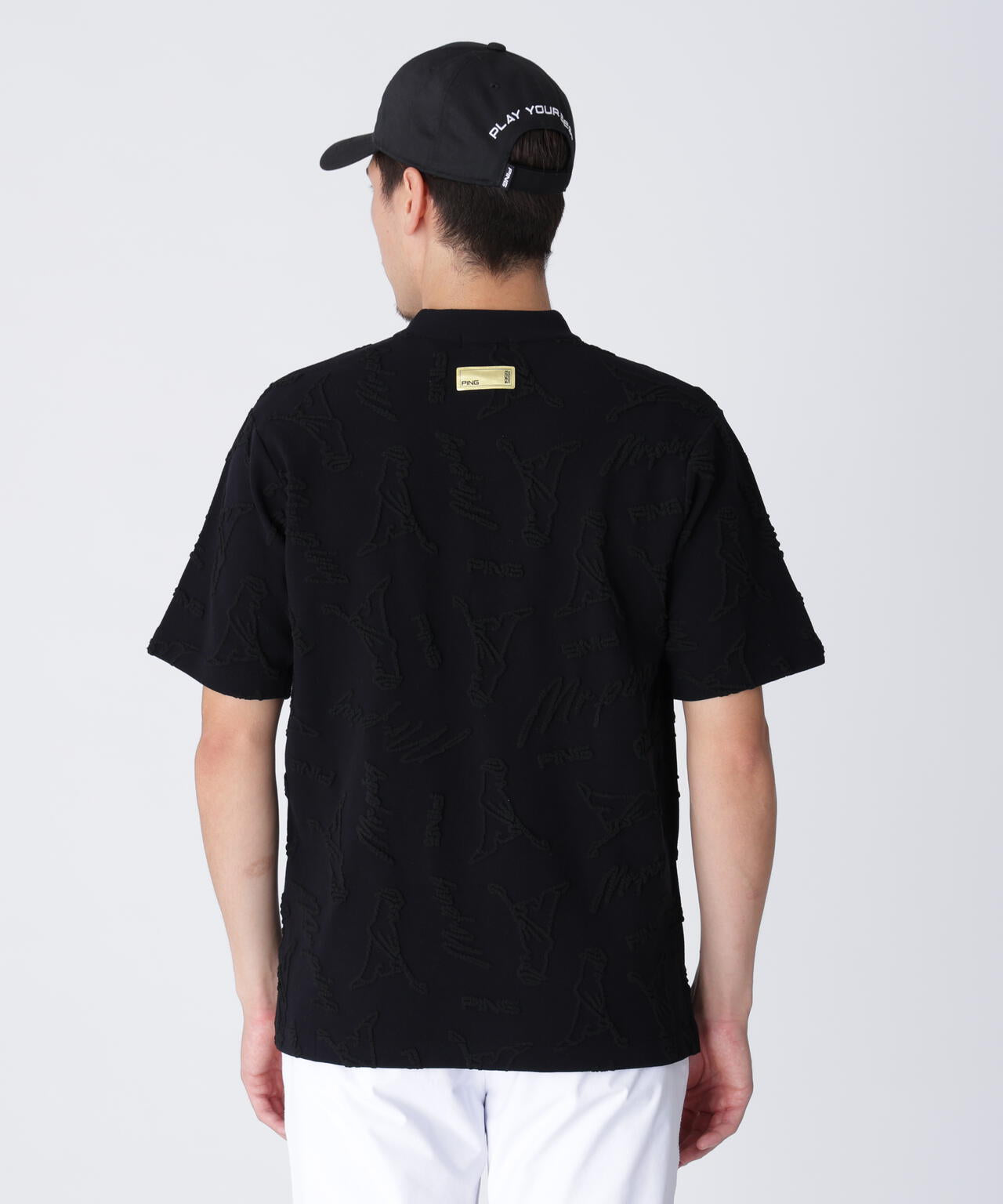 【PING APPAREL】Mr.PINGジャカード半袖ハイネックニット <GOLD> (MENS)