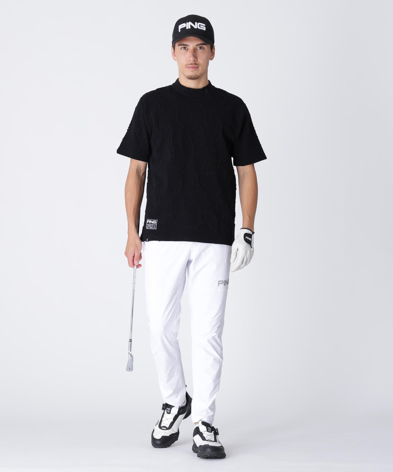 【PING APPAREL】Mr.PINGジャカード半袖ハイネックニット <GOLD> (MENS)