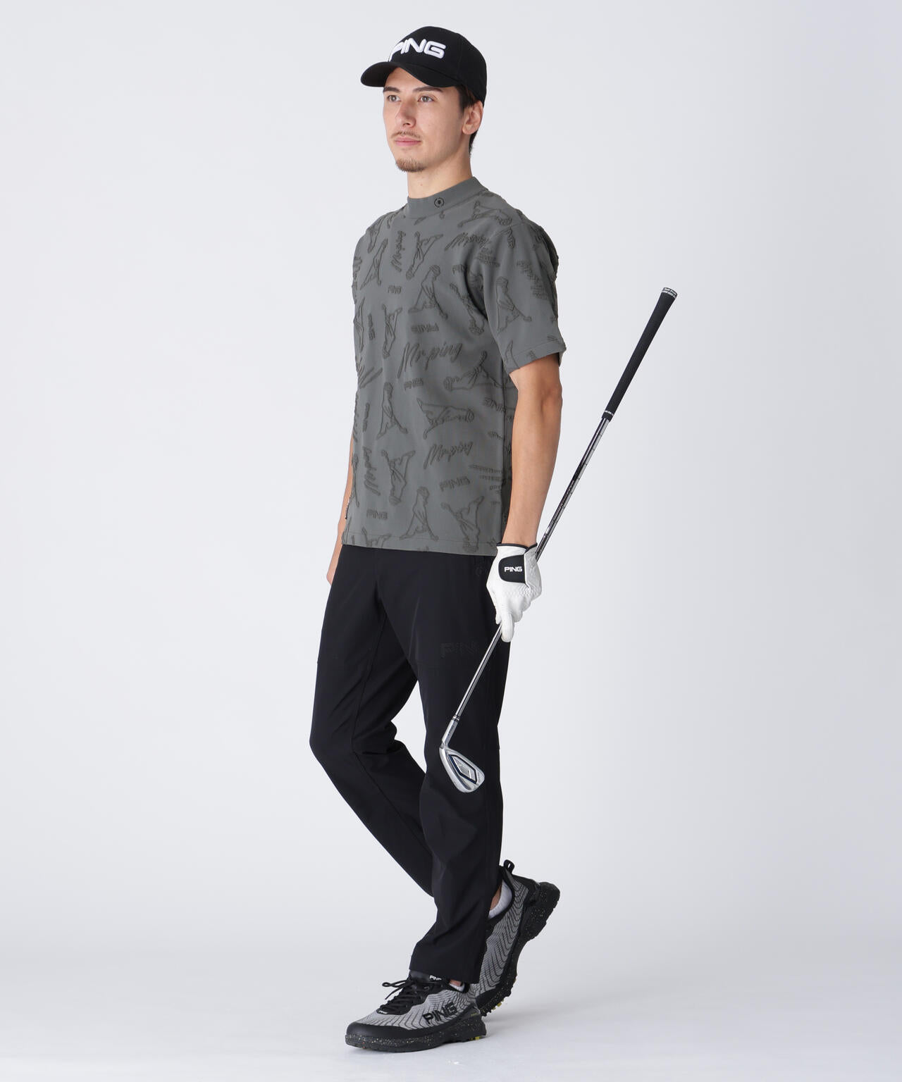 【PING APPAREL】Mr.PINGジャカード半袖ハイネックニット <GOLD> (MENS)