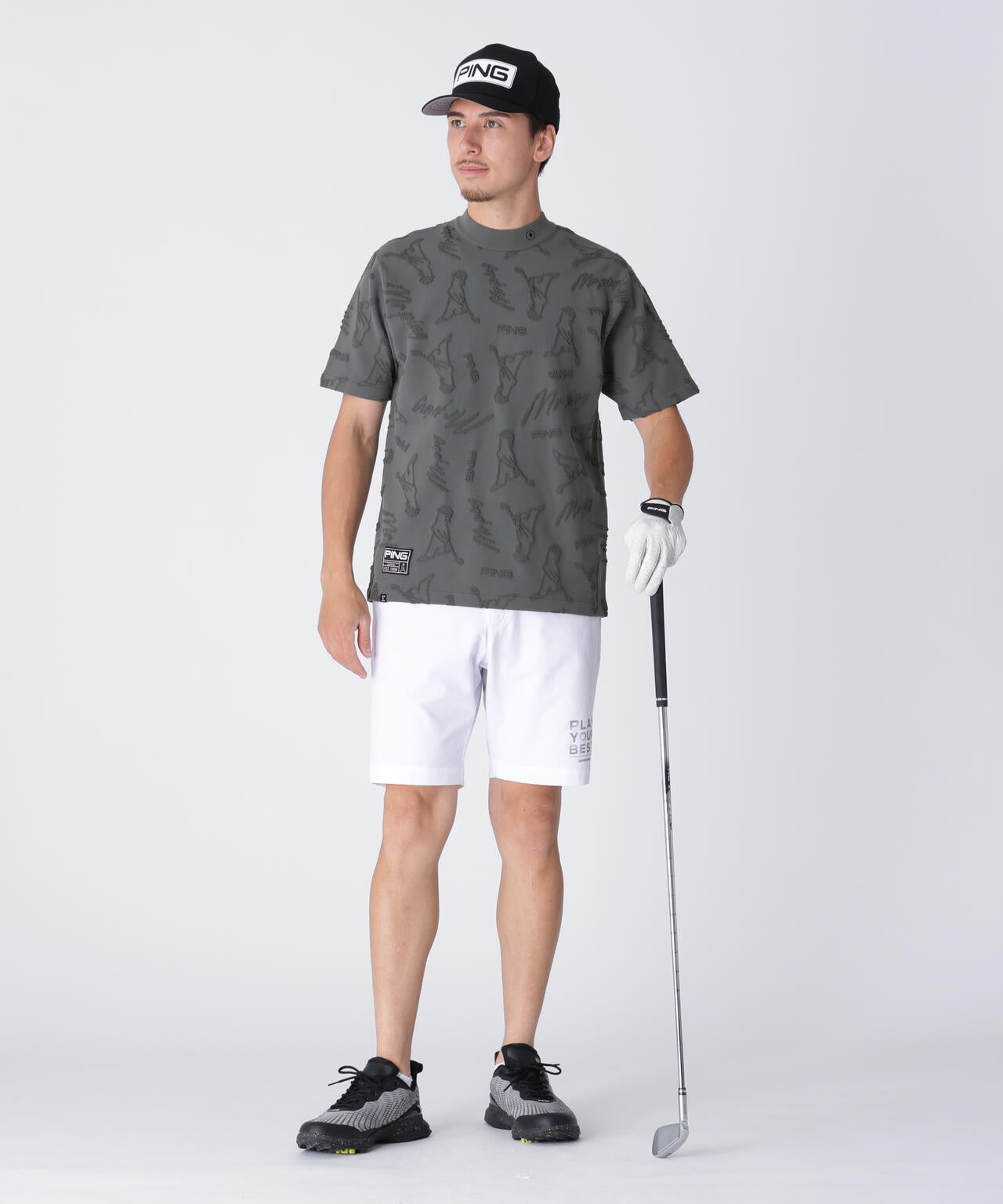 【PING APPAREL】Mr.PINGジャカード半袖ハイネックニット <GOLD> (MENS)