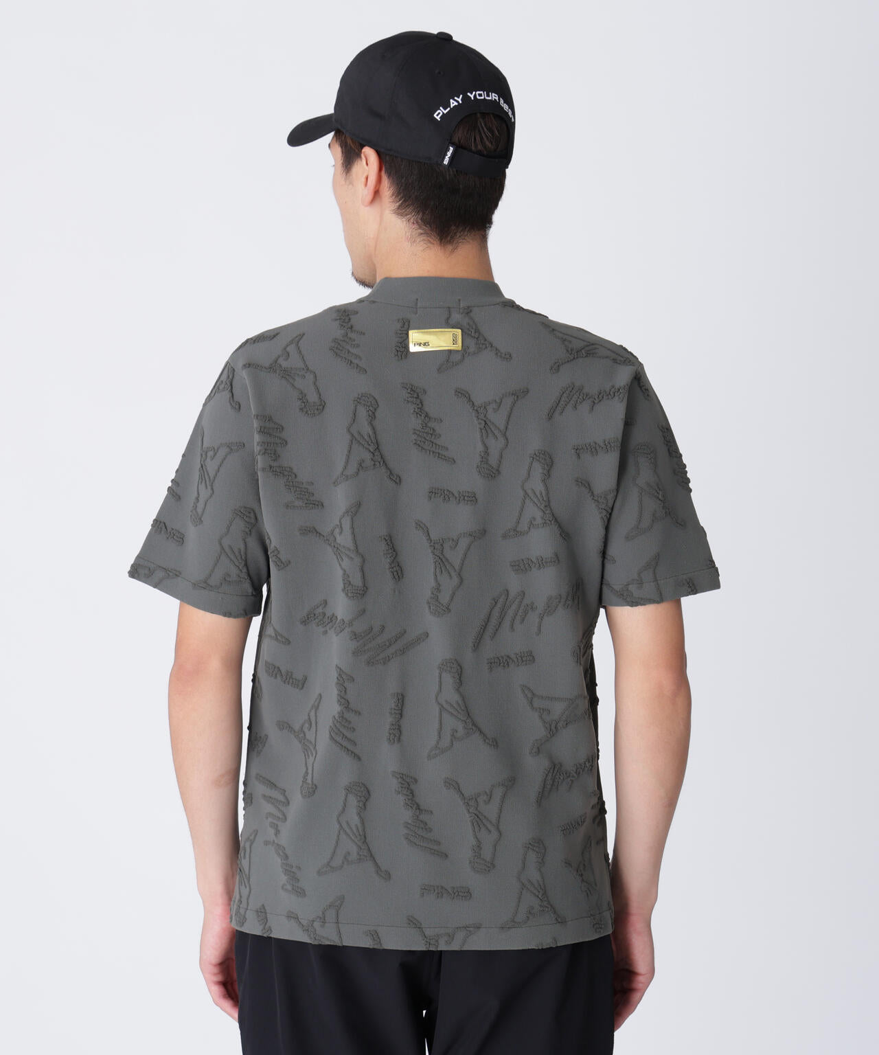 【PING APPAREL】Mr.PINGジャカード半袖ハイネックニット <GOLD> (MENS)