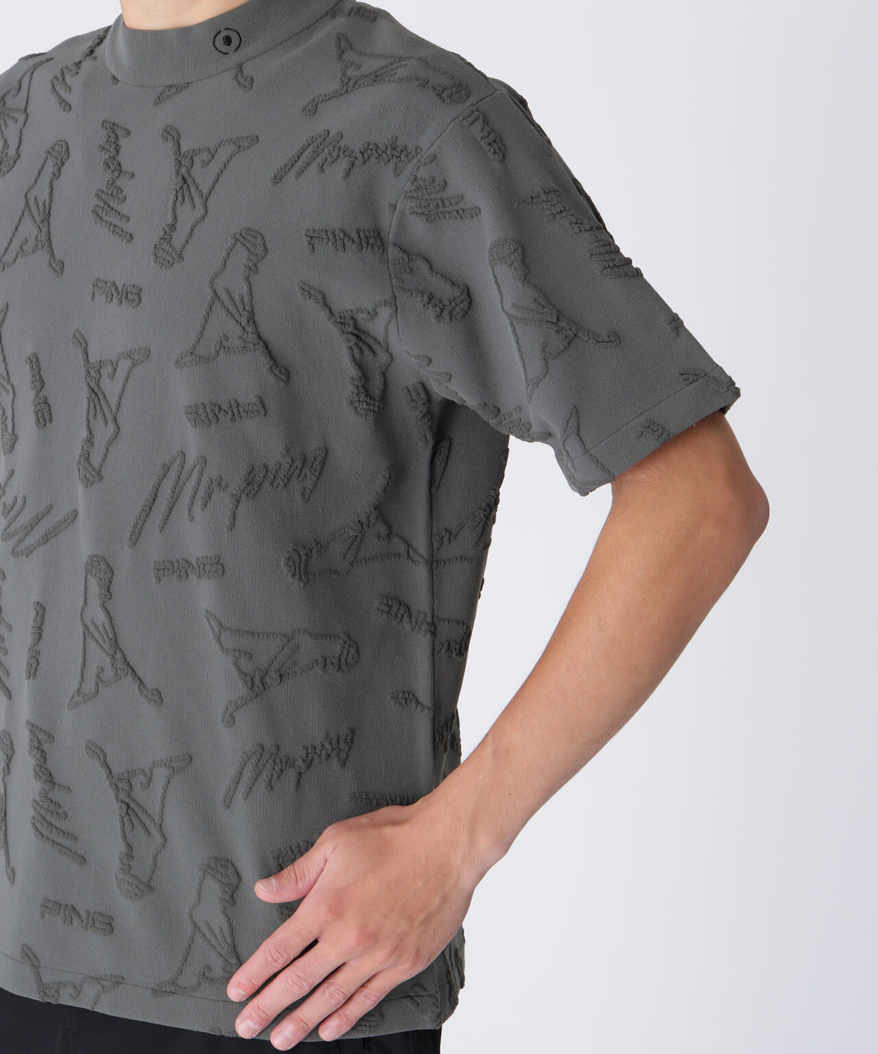 【PING APPAREL】Mr.PINGジャカード半袖ハイネックニット <GOLD> (MENS)