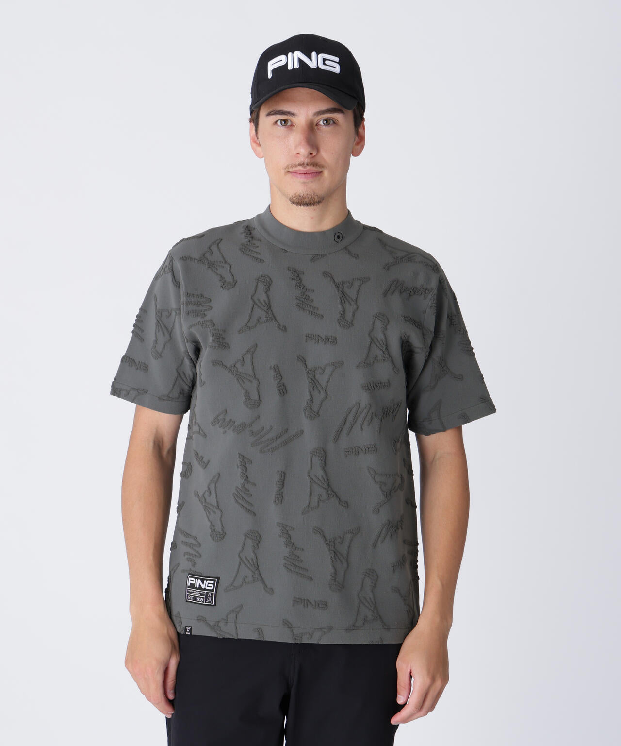 【PING APPAREL】Mr.PINGジャカード半袖ハイネックニット <GOLD> (MENS)