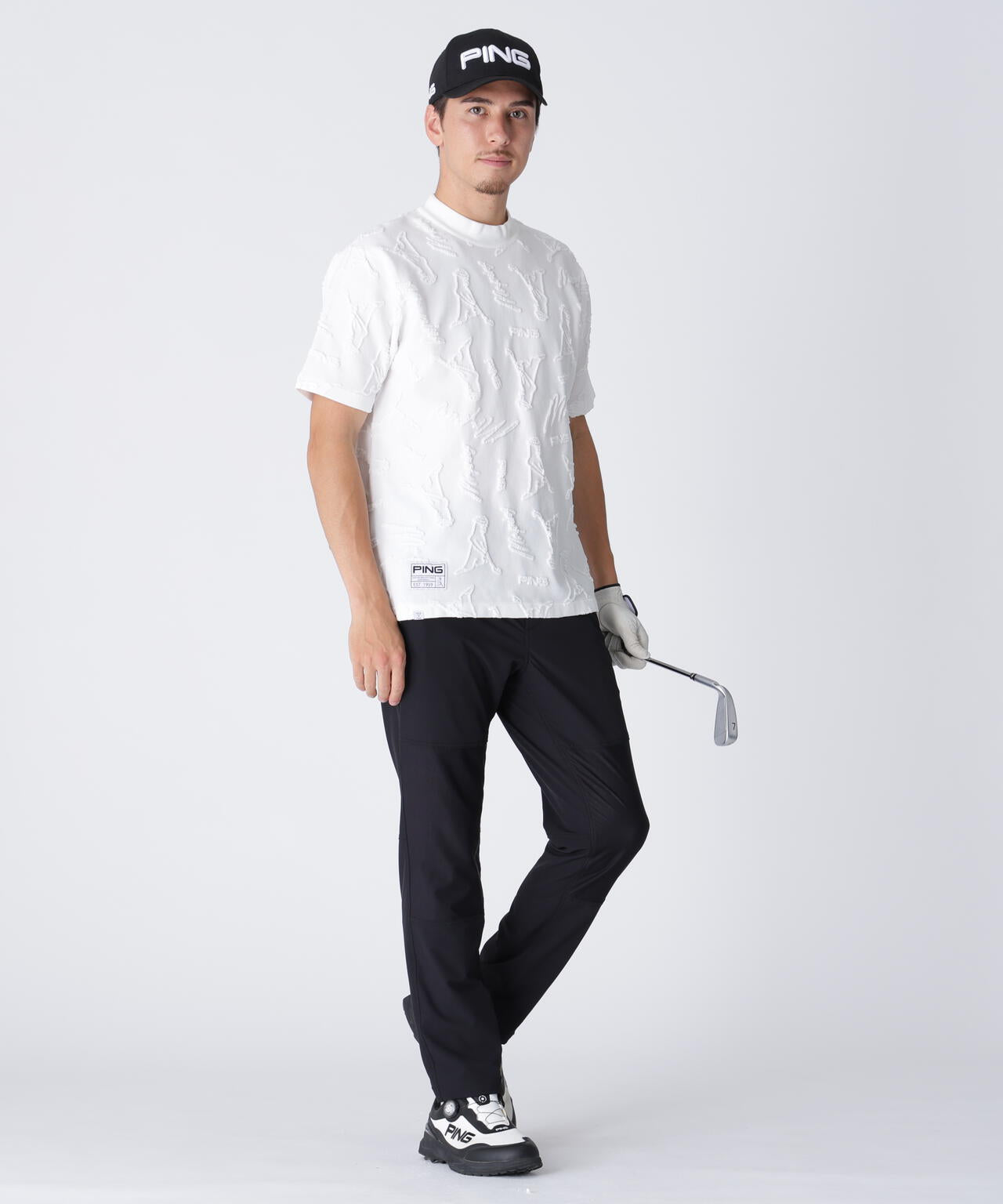 【PING APPAREL】Mr.PINGジャカード半袖ハイネックニット <GOLD> (MENS)