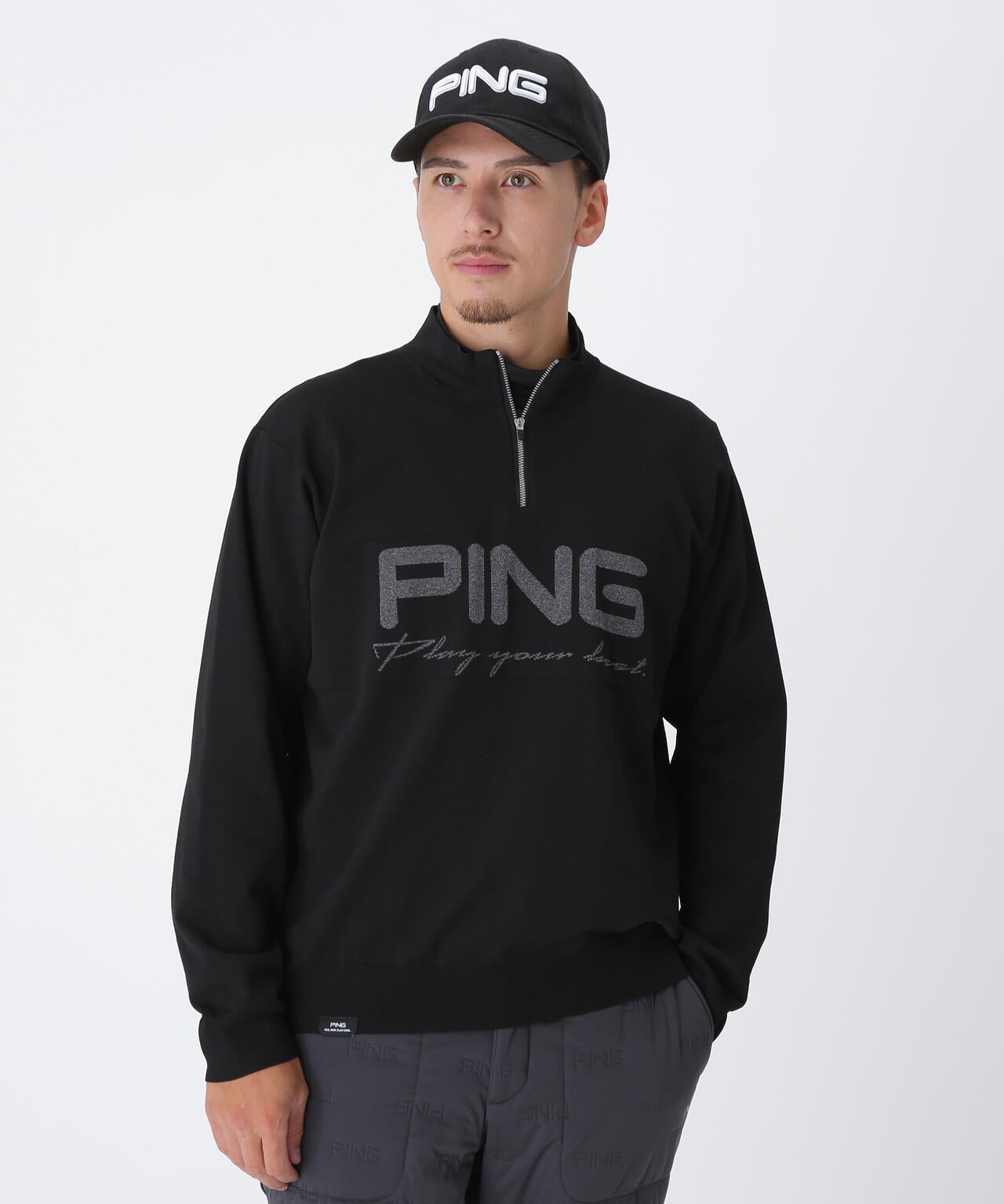 【PING APPAREL】ハーフジップハイネックジャガードニット <PERFORMANCE> (MENS)