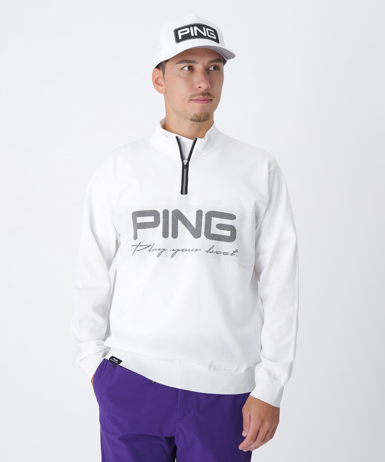【PING APPAREL】ハーフジップハイネックジャガードニット <PERFORMANCE> (MENS)