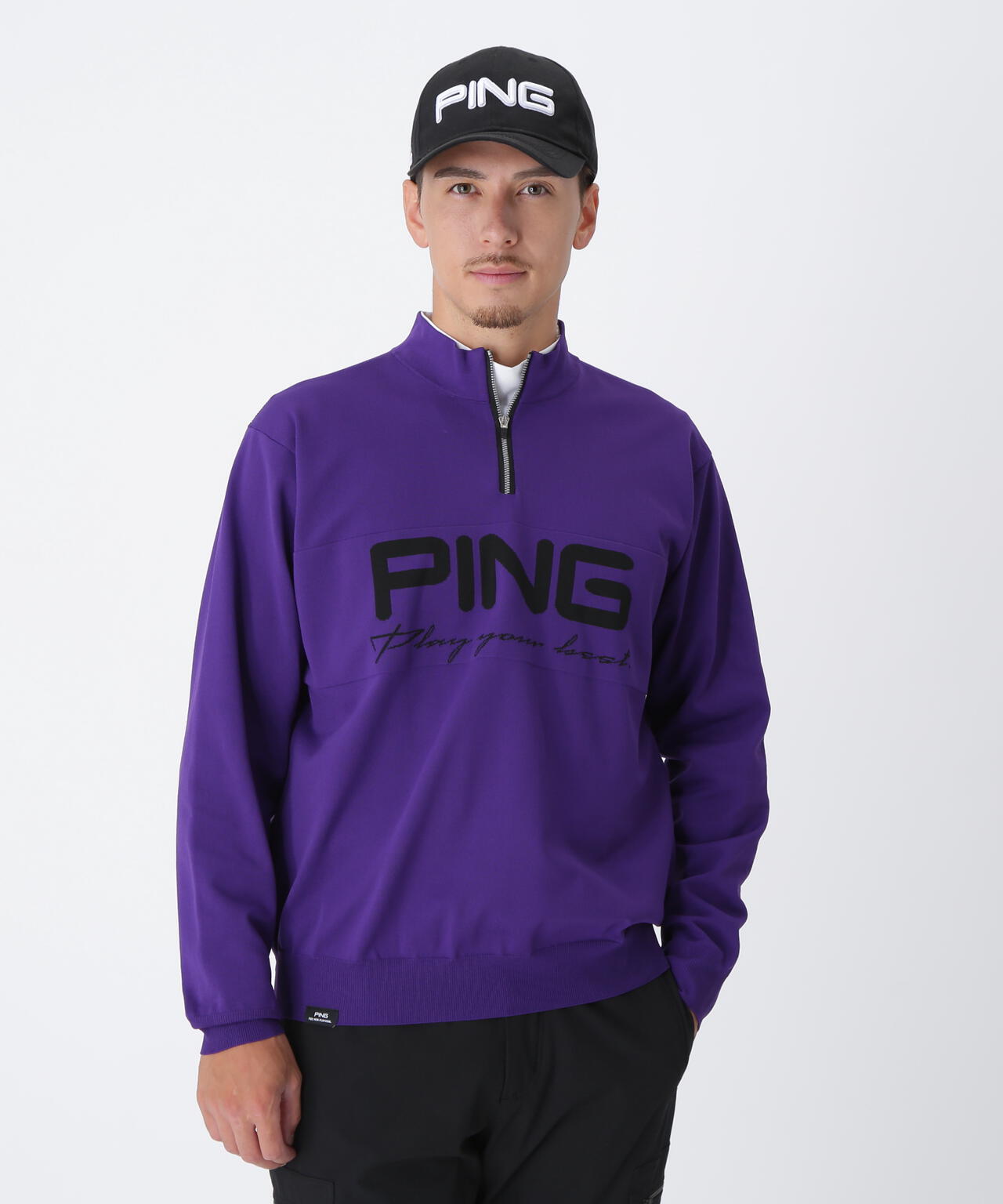 【PING APPAREL】ハーフジップハイネックジャガードニット <PERFORMANCE> (MENS)