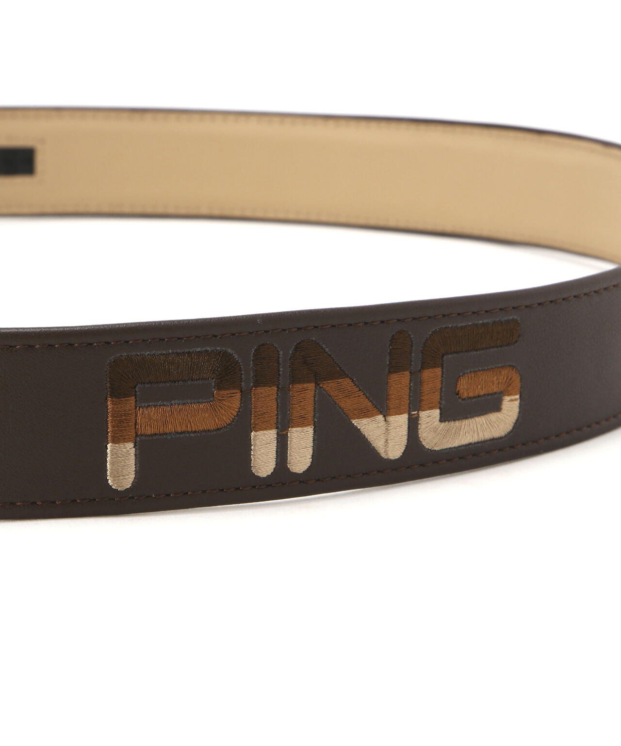 【PING APPAREL】エコレザーグラデーション刺繍ベルト <GOLD> (MENS)