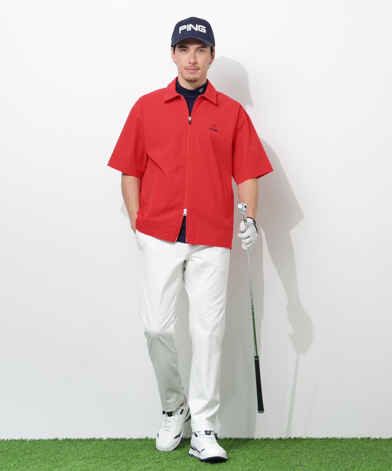 【PING APPAREL】ストレッチリップストップ半袖フルジップシャツ <NATIVE> (MENS)