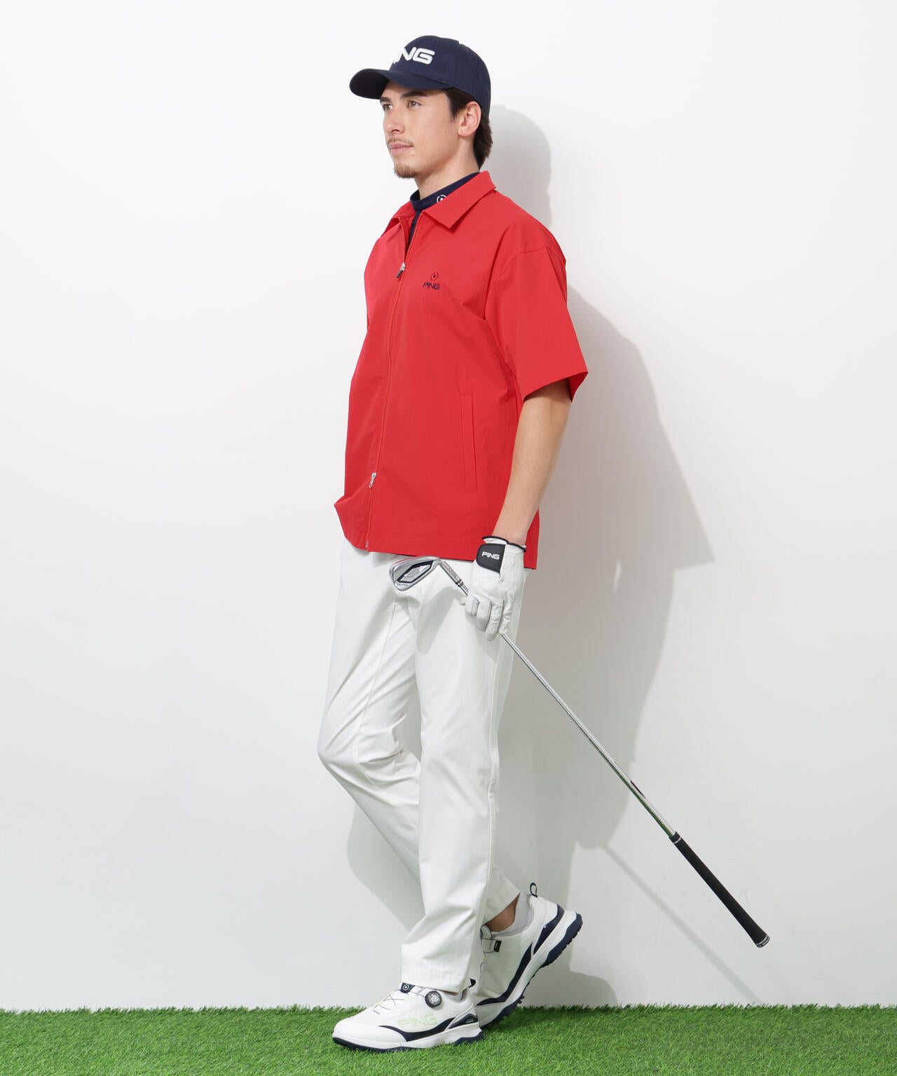 【PING APPAREL】ストレッチリップストップ半袖フルジップシャツ <NATIVE> (MENS)