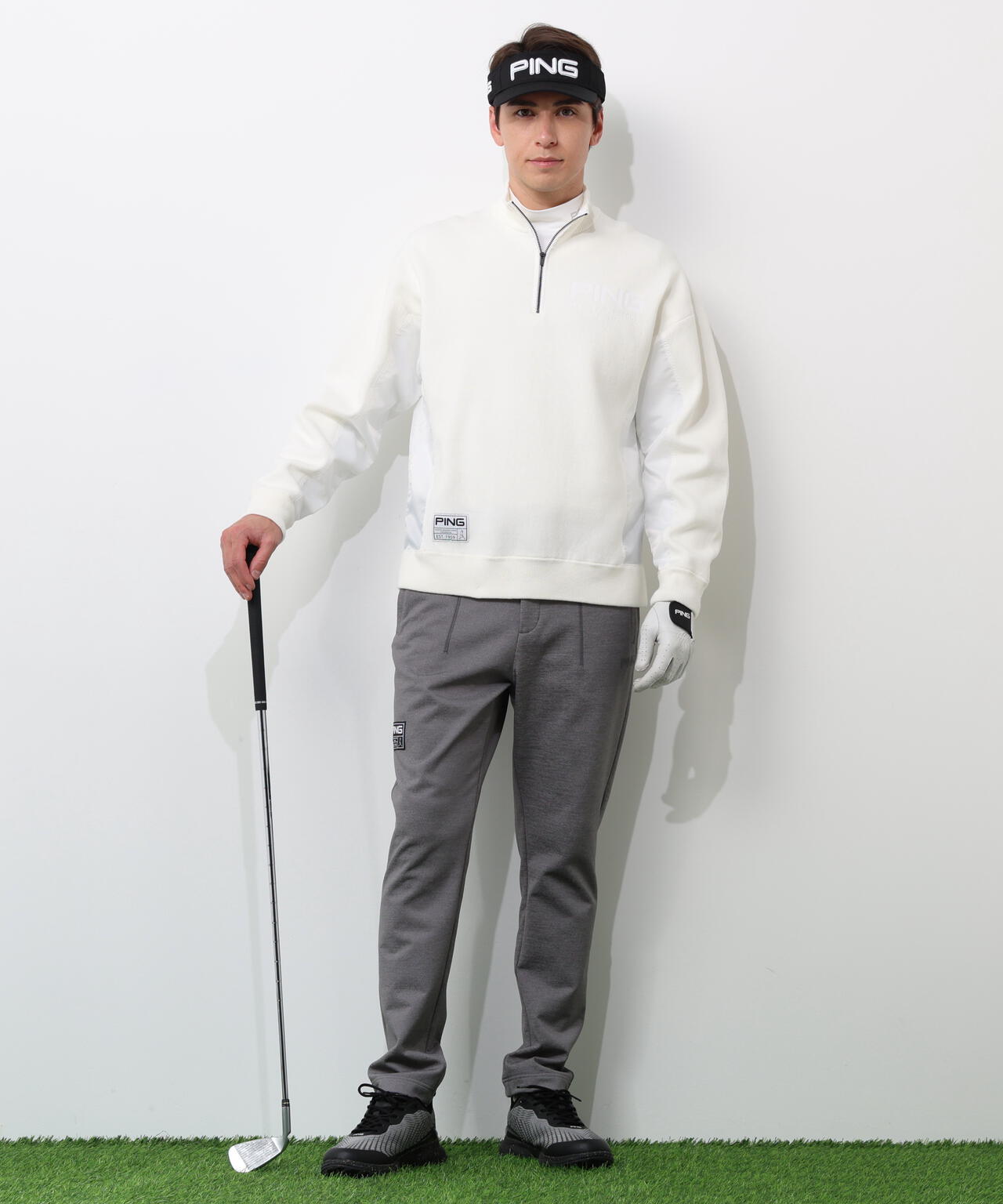 【PING APPAREL】全方向ストレッチ 接結裏メッシュスウェットテーパードパンツ <GOLD> (MENS)