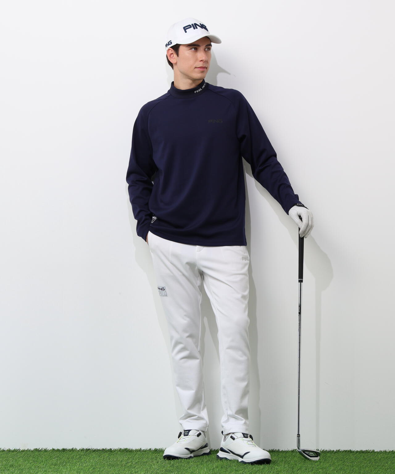 【PING APPAREL】全方向ストレッチ 接結裏メッシュスウェットテーパードパンツ <GOLD> (MENS)