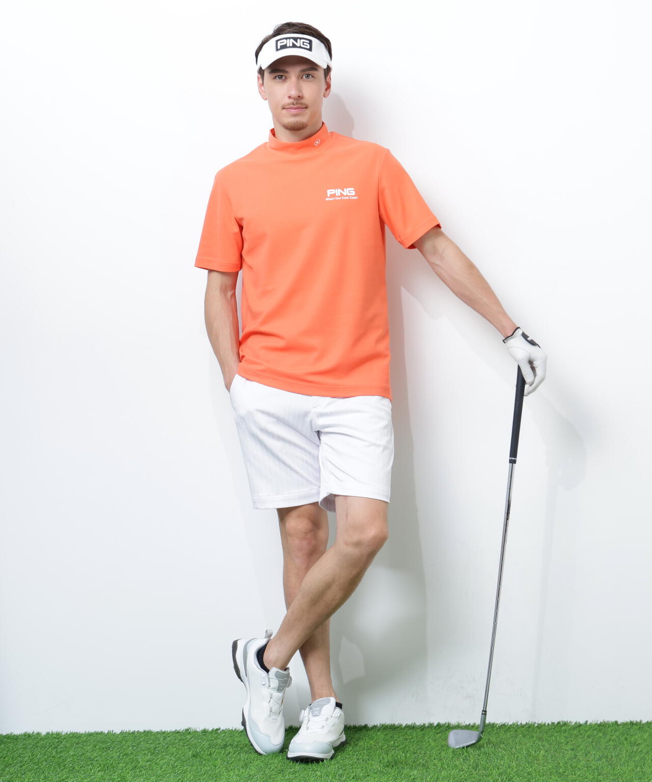 【PING APPAREL】全方向ストレッチ凸凹ストライプジャカードショートパンツ <NATIVE> (MENS)