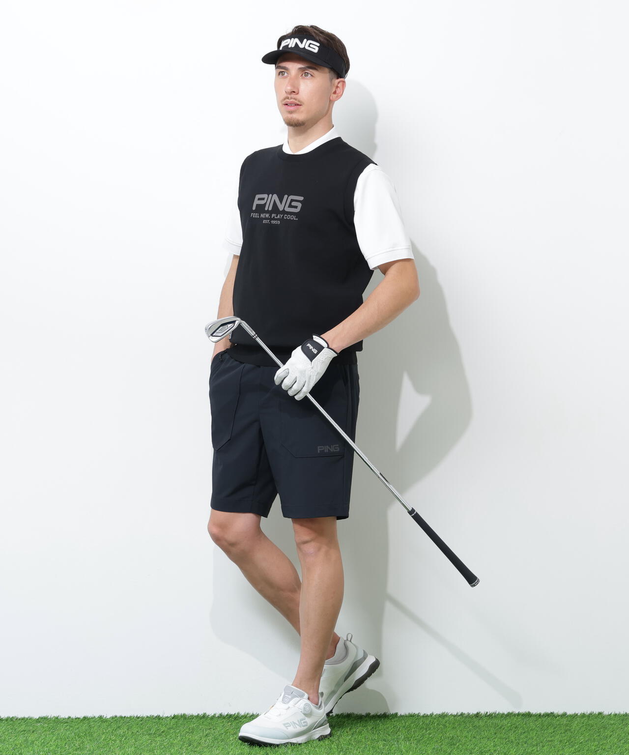 【PING APPAREL】全方向ストレッチドライタッチリップストップショートパンツ <GOLD> (MENS)